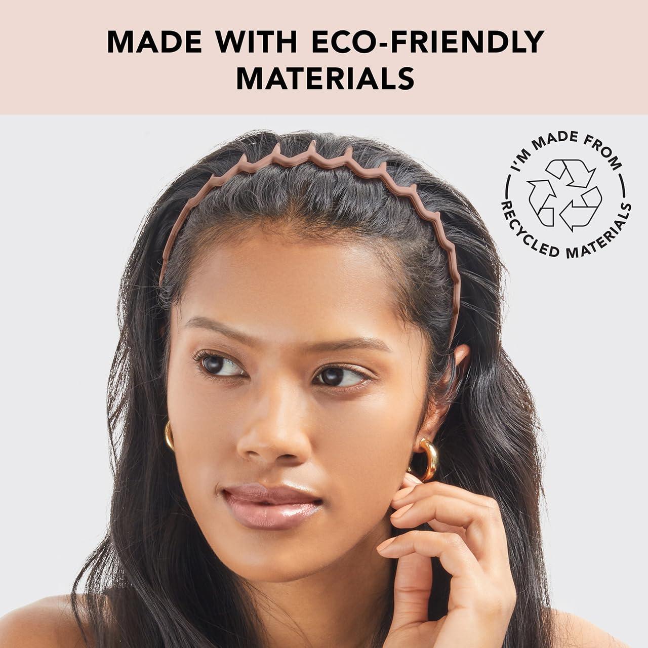 Kitsch Zig Zag Headbands, Recycled Plastic Wavy Hair Band with Teeth, Headband for Women and Men, Classic 90s Hair Accessories, 2pcs (Neutral) - Image 6