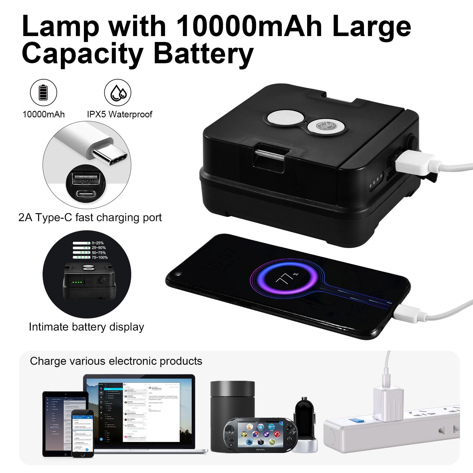 FOOBRO Rechargeable Camping Light LED luminaires 10000mAh 6000LM Cob Light 2400&4000&6500K Portable Cob Light - Image 5