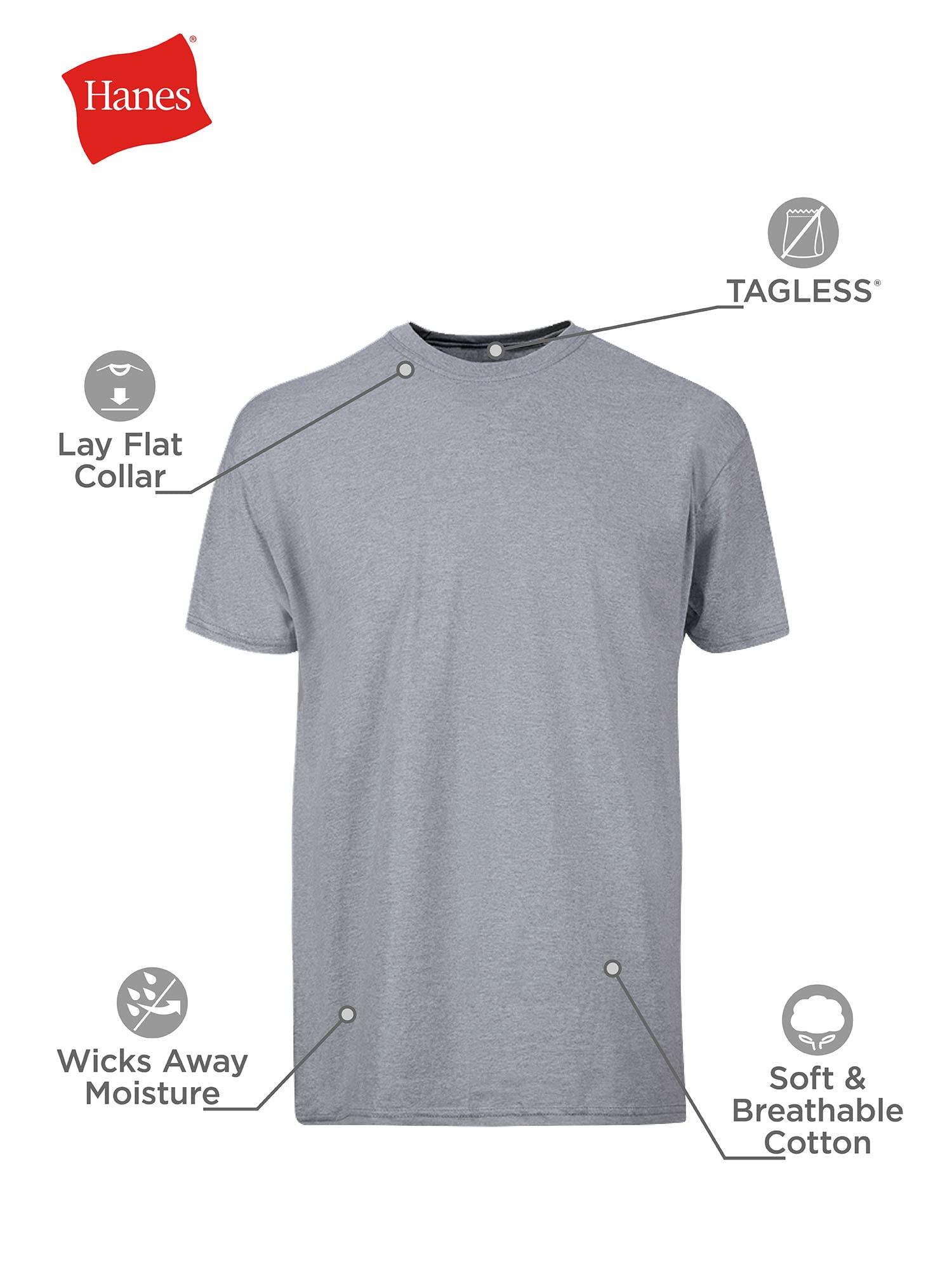 Hanes Men's Cotton, Moisture-Wicking Crew Tee Undershirts, Multi-Packs Available - Image 5
