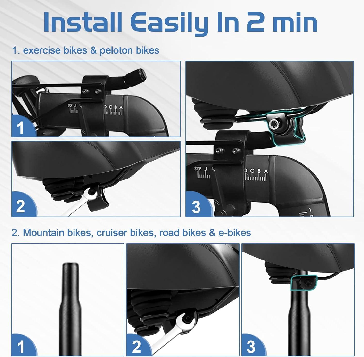 2024 New Noseless Bike Seat Cushion for Men & Women - Extra Padding & Comfort Wide Bicycle Seat, Oversized Comfortable Saddle for Peloton Bikes, Exercise Bikes, Electric Bikes, Cruiser Bikes - Image 9