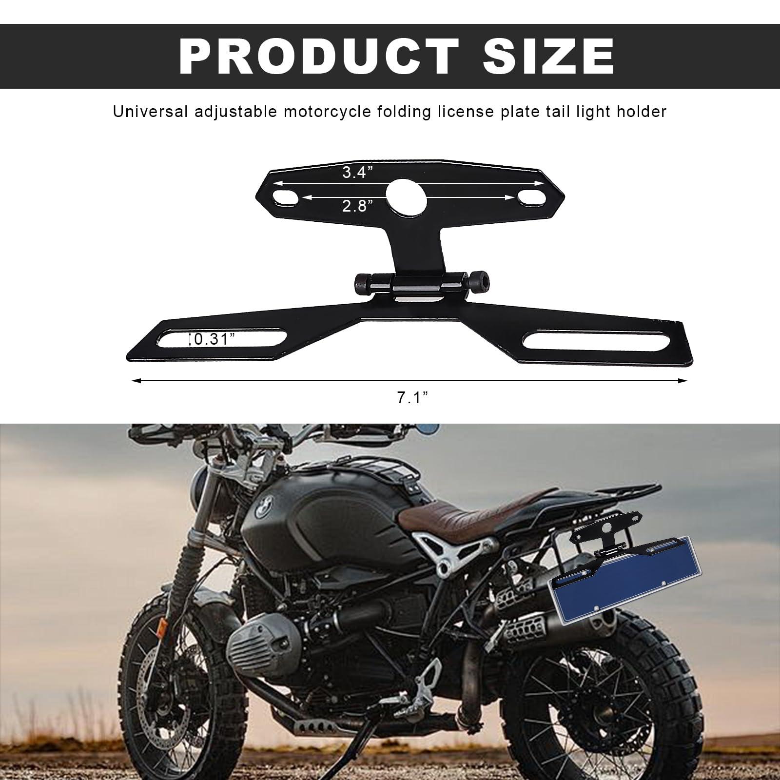 Wevdn 1 PCS Motorcycle License Plate Bracket, Adjustable Motorbike Fold License Plate Tail Light Mount Holder, Universal License Plate Holder for Scooter ATV Dirt Bike, Car Accessories - Image 2