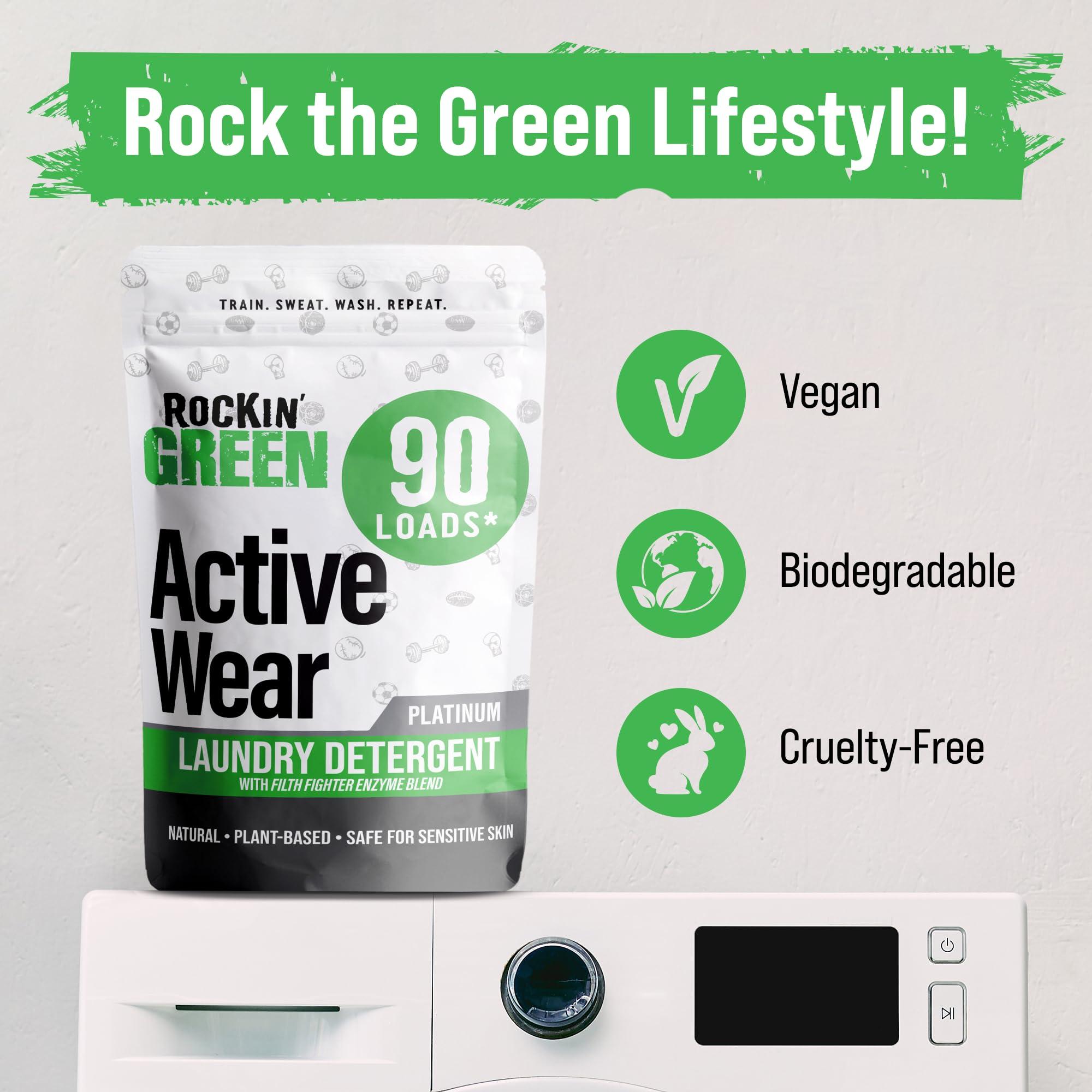 Rockin' Green Laundry Detergent, Plant based, All Natural Laundry Detergent Powder, Vegan and Biodegradable Odor Fighter, Safe for Sensitive Skin (Active Wear 90 Loads - Unscented) - Image 6