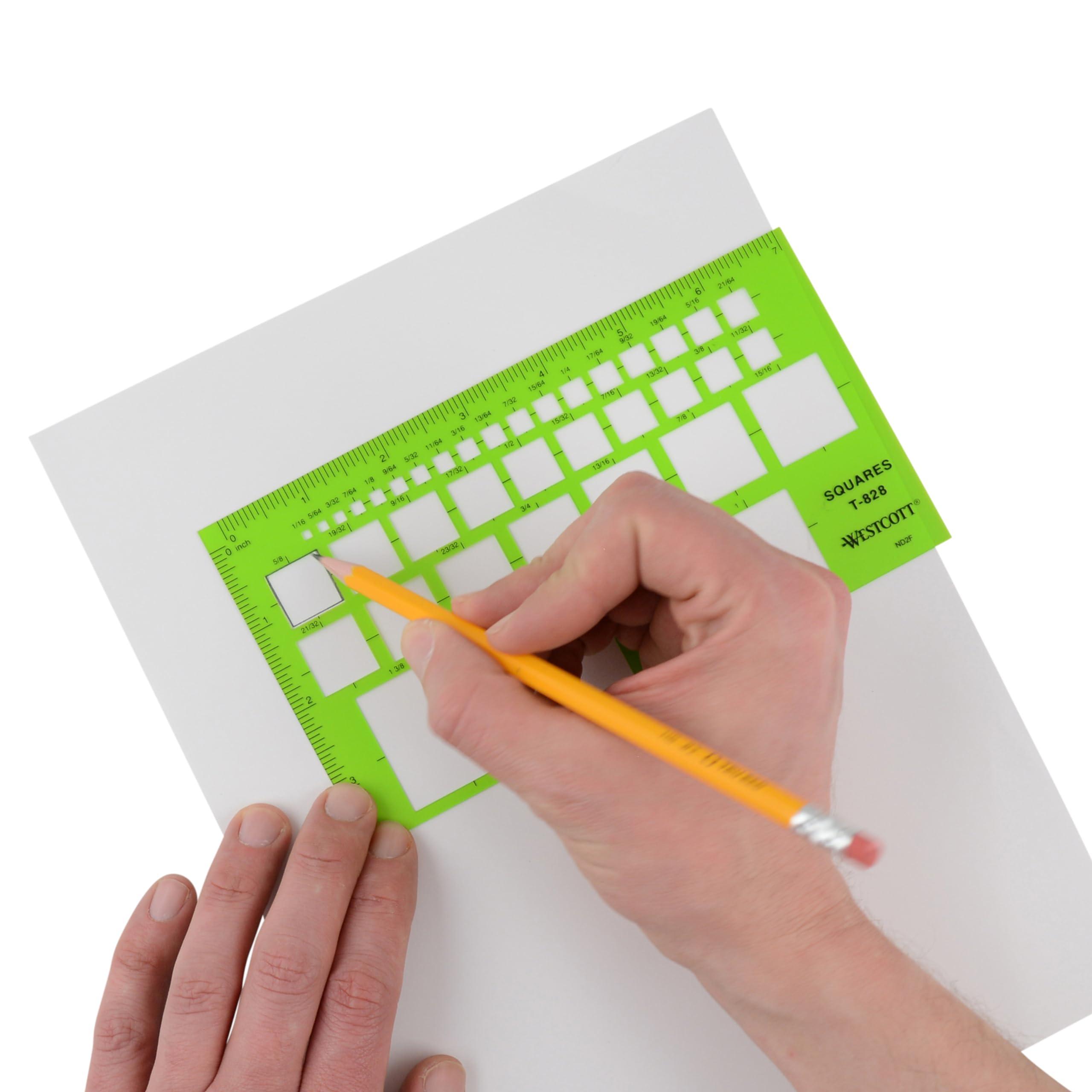 Westcott T-828 Technical Squares Drawing and Drafting Template, Plastic Template Tool, Green - Image 5