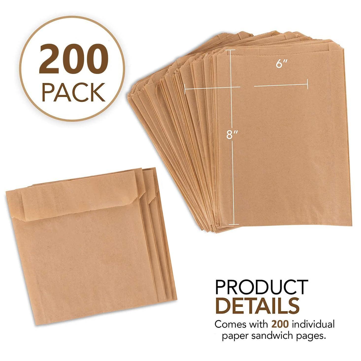 Paper Sandwich Bags Kraft Brown (200 Pack) – Biodegradable & Compostable Food Grade Unbleached Kraft Paper for Bakery, Cookies, Treats, Snacks, Sandwiches - Image 2