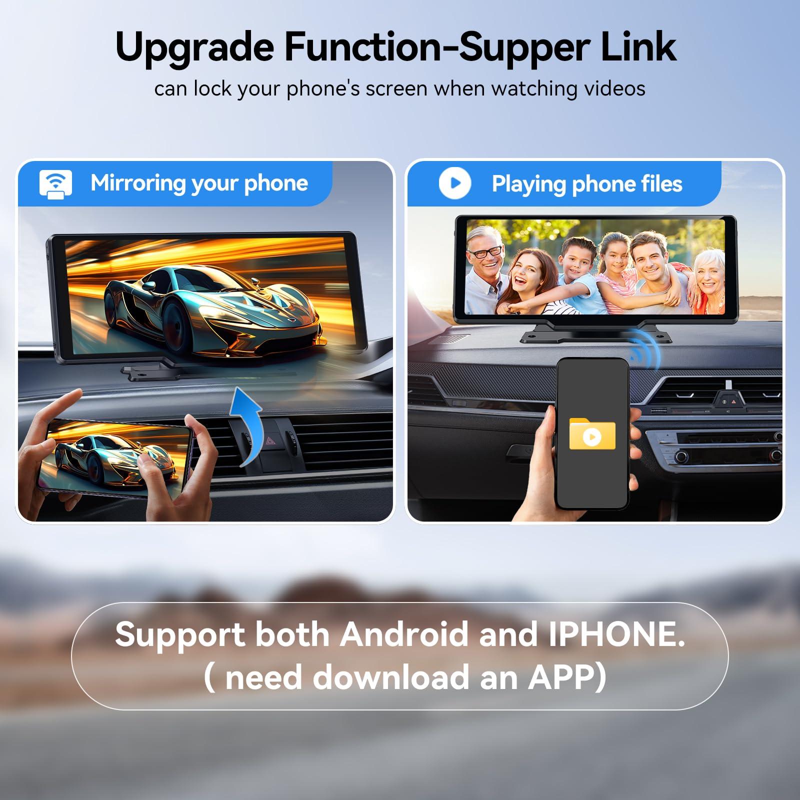 XPMOBQ Carplay Screen for Car, 10.26" Wireless Car Play Screen Car Stereo with Carplay, Android Auto,1080p Backup Camera,Super Link,GPS for Cars, Trucks, SUVs (10.26inch) - Image 4