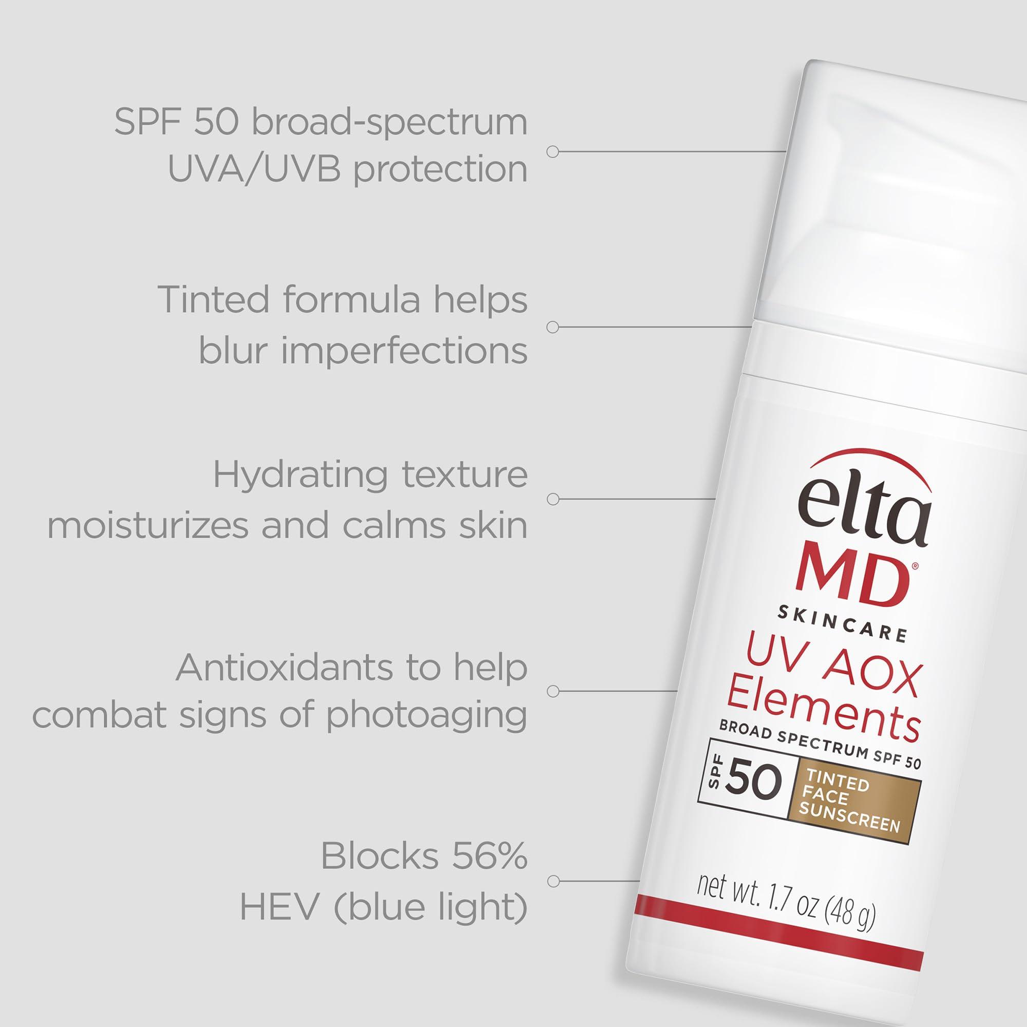EltaMD UV AOX Elements Tinted Mineral Face Sunscreen Lotion, Tinted Moisturizer for Face SPF 50 with Antioxidants, For Dry Sensitive Skin 1.7 oz Pump - Image 9