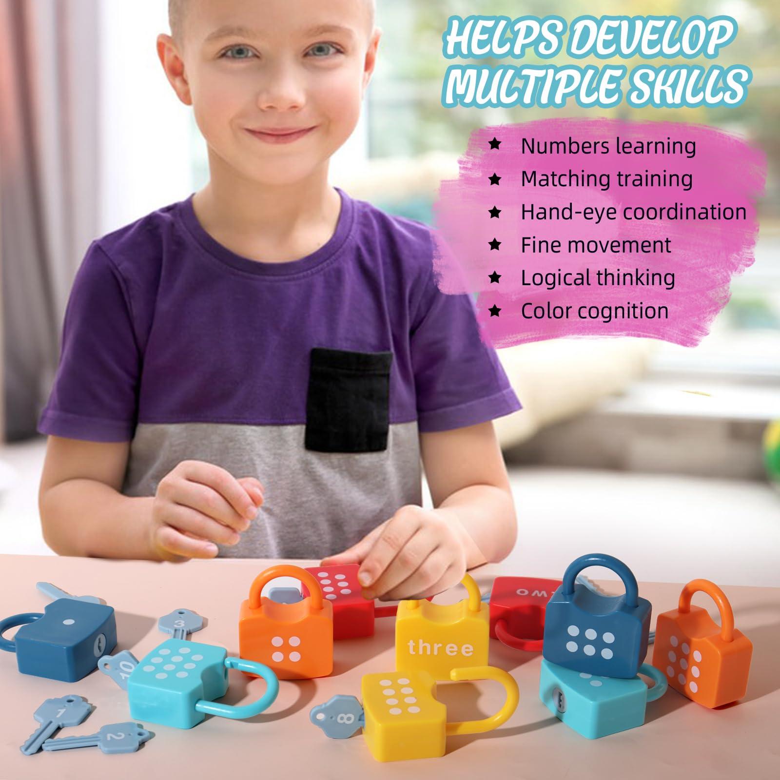 Dinhon Kids Learning Locks with Keys Numbers Matching & Counting Montessori Educational Toys for Ages 3 yrs+ Boys and Girls Preschool Games Gifts - Image 6