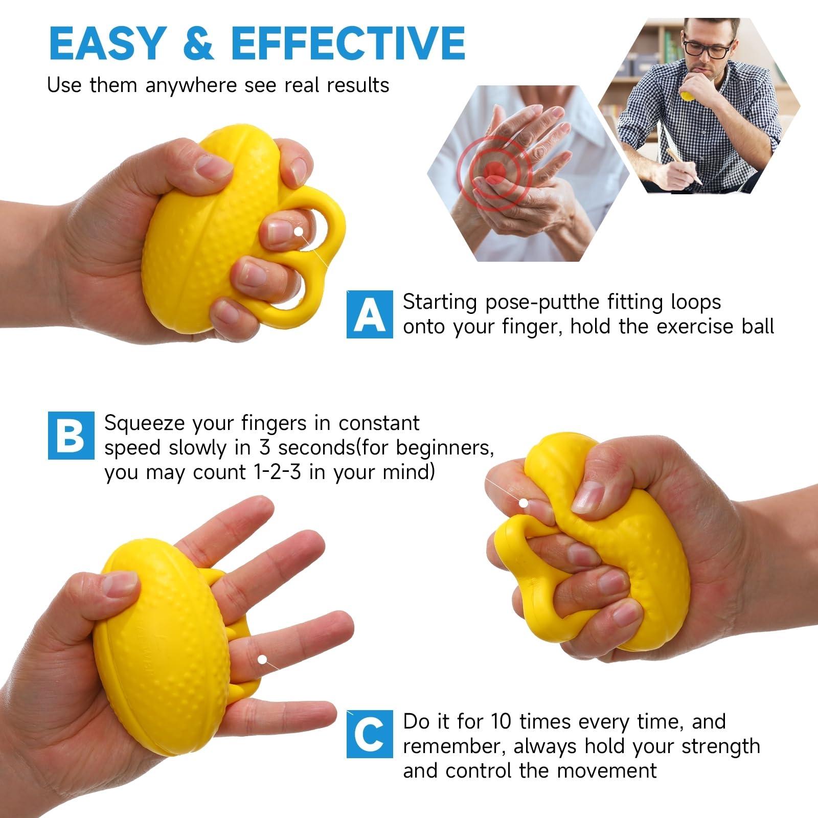 Fanwer Finger Exerciser Hand Squeeze Ball, Hand Grip Strength Trainer Build Hand, Finger and Wrist Strength, Finger Extension Exerciser for Rehab, Arthritis, Carpal Tunnel - Image 5