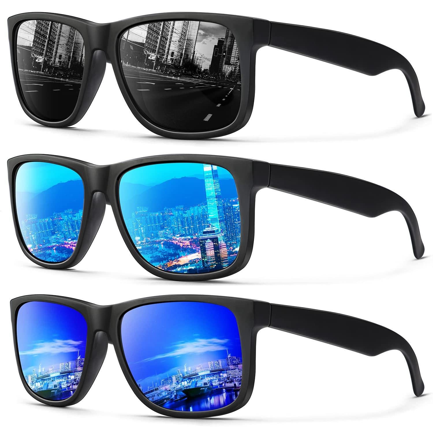 ANYLUV Mens Sunglasses Polarized, Retro Sunglasses for Men Women with UV Protection for Outdoors Fishing Driving 3 Packs