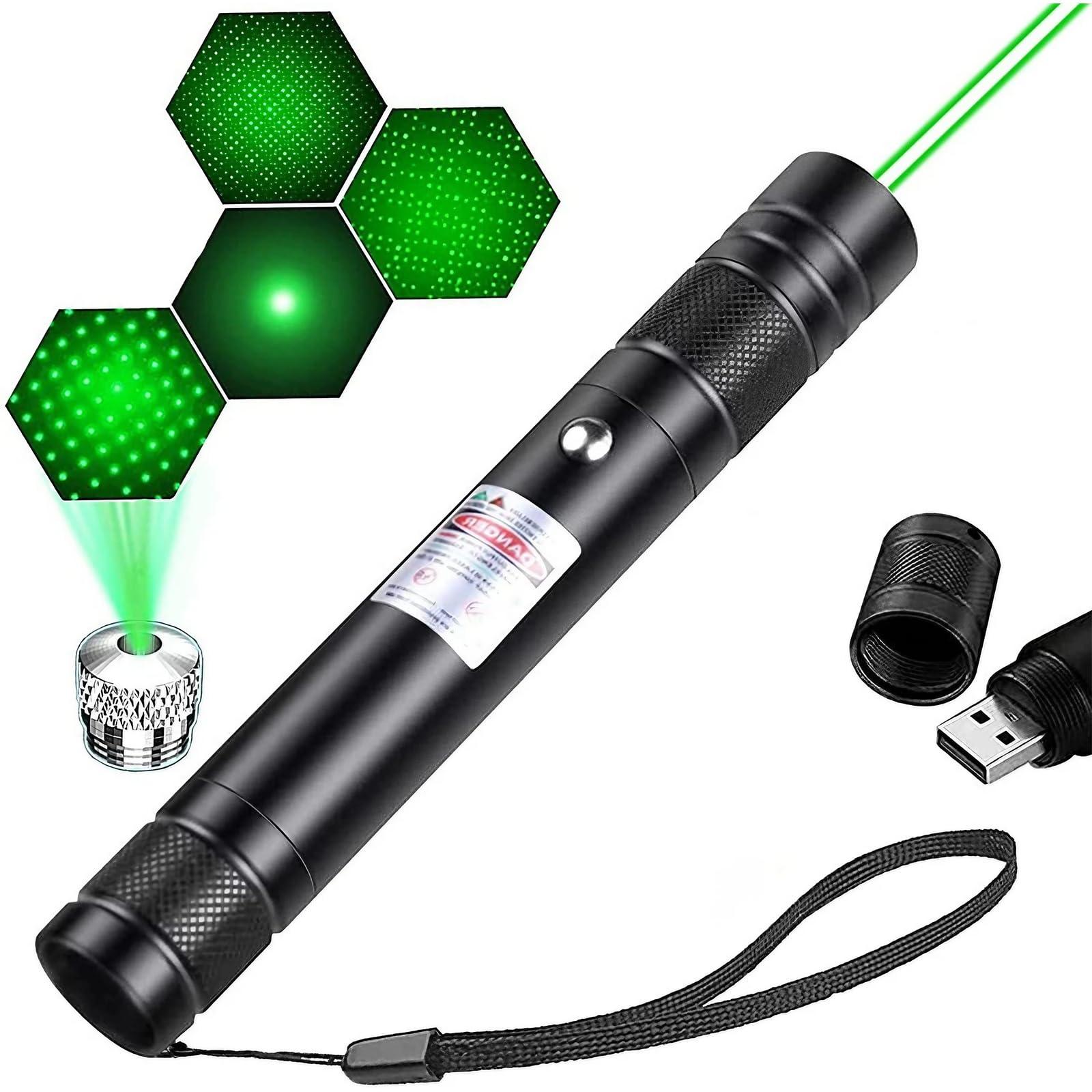 Advanced Long-Range Laser Pointer High Power - Rechargeable Green Laser Pointer with Removable Star Cap - Versatile Laser Pen for Astronomy, Construction, Presentations, and Outdoor Adventures