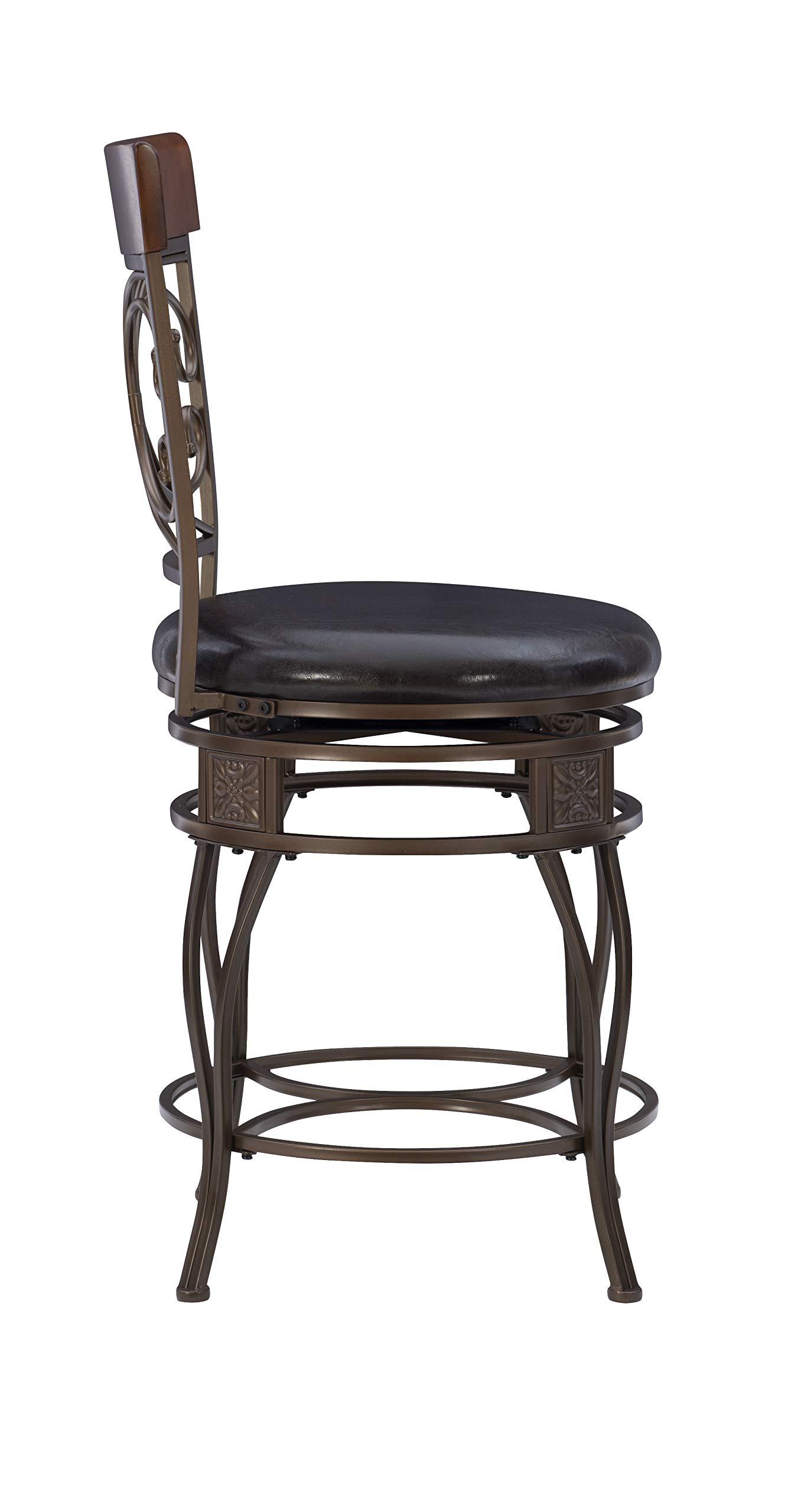 Powell Big and Tall Back Scroll Stool, Counter Height, Dark Bronze/Brown - Image 11