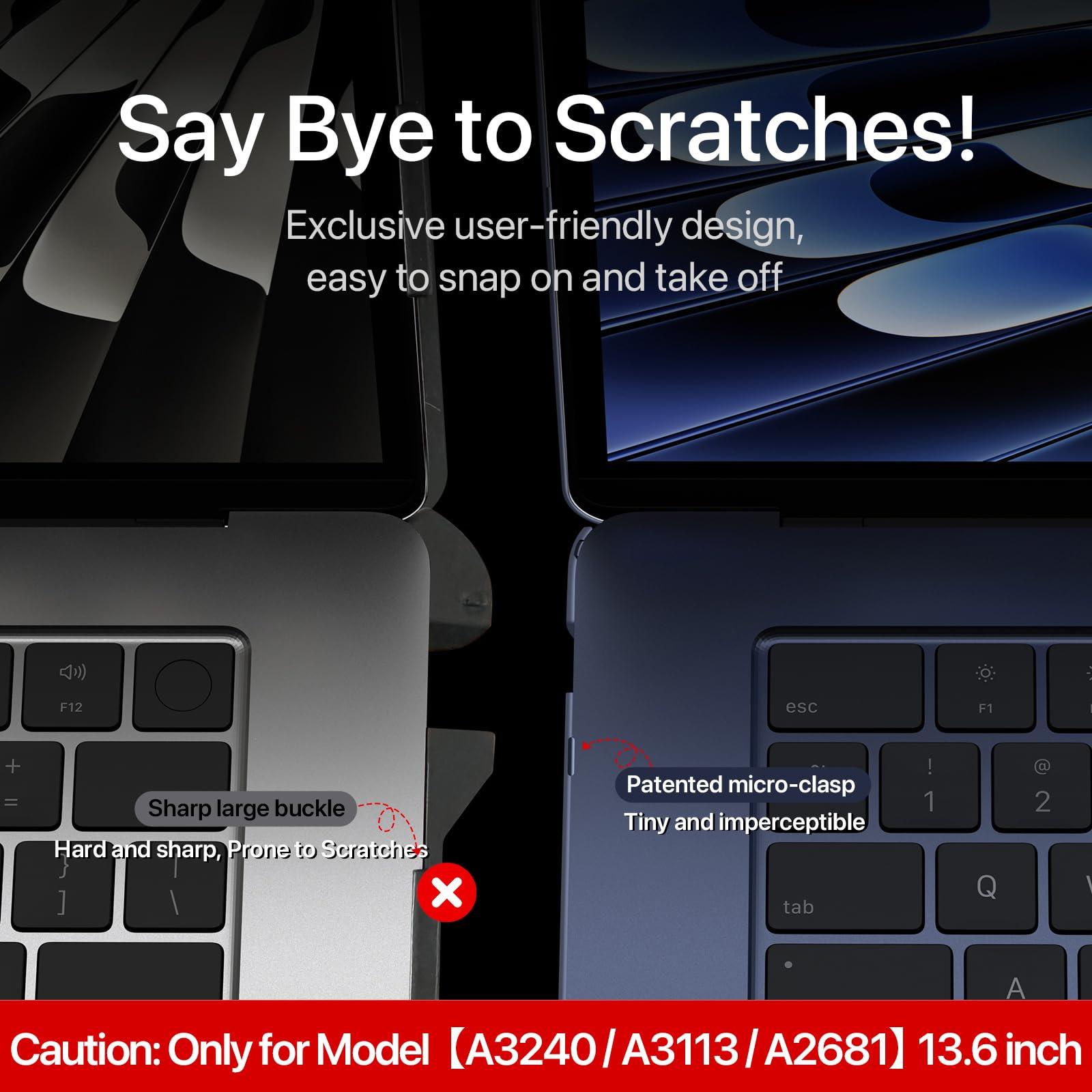 Soonjet Compatible for MacBook Air 13.6 inch Case M4 M3 M2 2025 2024-2022 Release Model A3240 A3113 A2681, Sturdy Protective Hard Shell Case Cover for MacBook Air M2 13 inch - Midnight Clear - Image 8