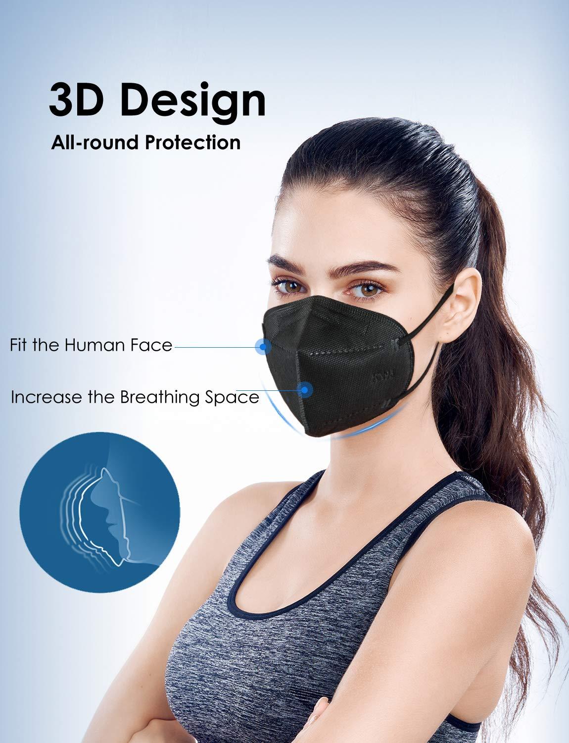 HUHETA 50 PCs KN95 Face Mask, 5-Layer Face Mask Filter Efficiency≥95% - Image 4