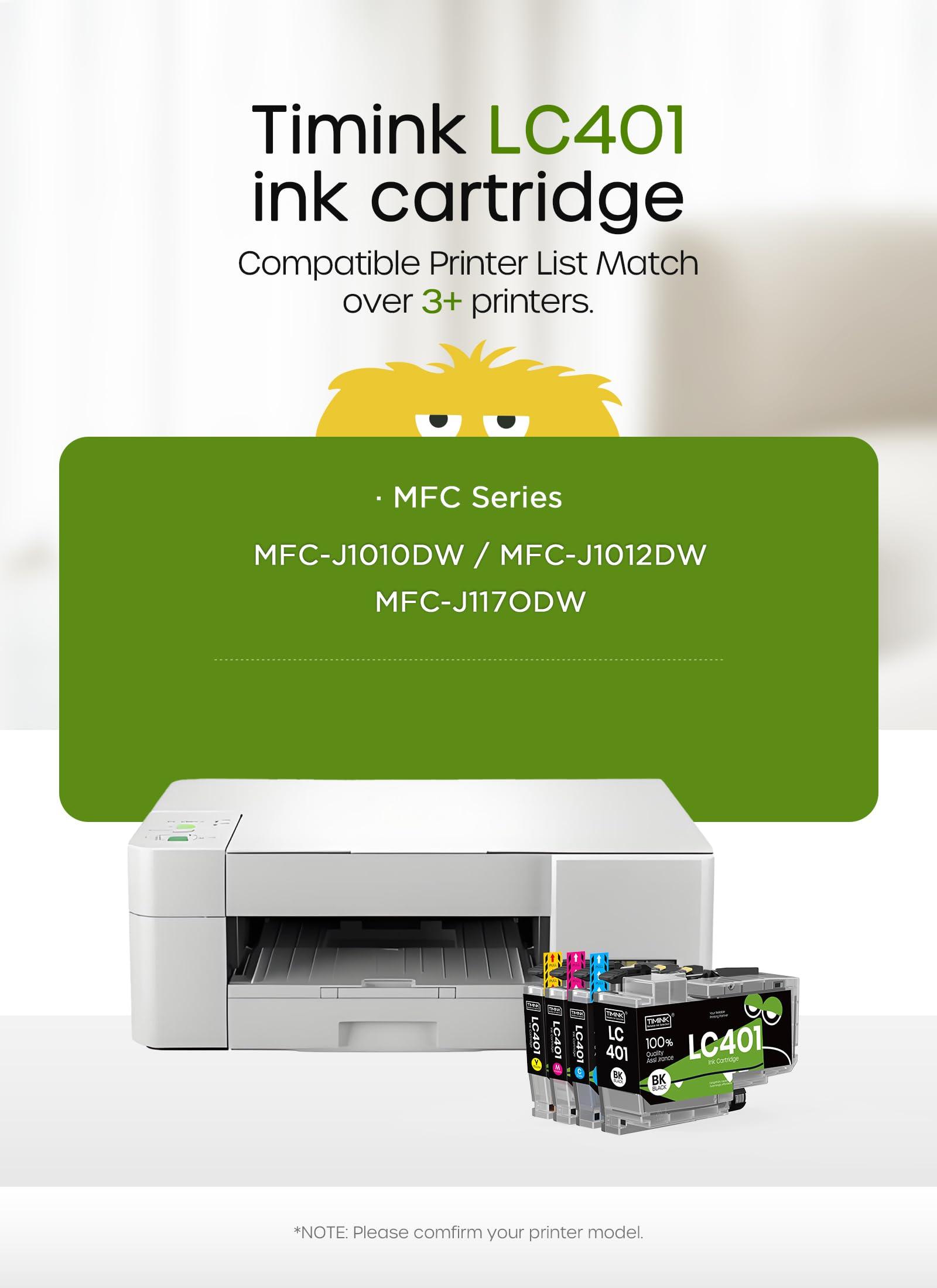 Timink LC401XL LC401 Compatible Ink Cartridges Replacement for Brother LC401XL LC 401 XL to use with MFC-J1010DW MFC-J1012DW MFC-J1170DW (Black Cyan Magenta Yellow, 4 Pack) - Image 5