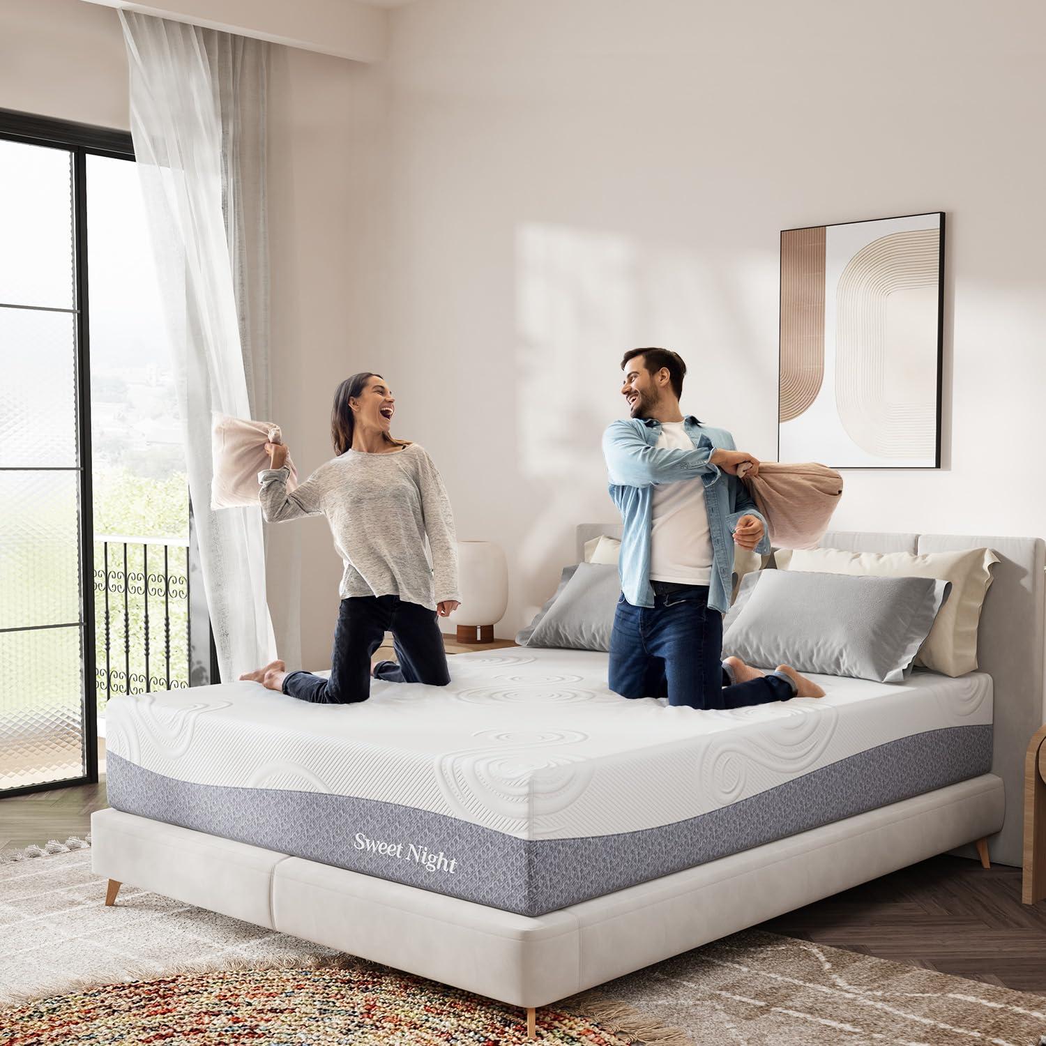 Sweetnight King Mattress, 12 Inch Gel Memory Foam Mattress for Comfy Sleep & Pressure Relief, Plush Foam Mattress with Motion Isolation, Mattress in a Box, Luna,Gray/White - Image 2