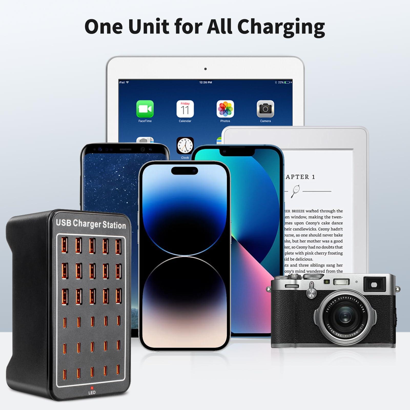 USB~C Charger Block, 150W(30A) 30 Port (15 USB A & 15 USB~C Port) Multiple USB Charging Station, Desktop USB Wall Charger Compatible with iPhone, iPad, Tablets, Smartphones - Image 5