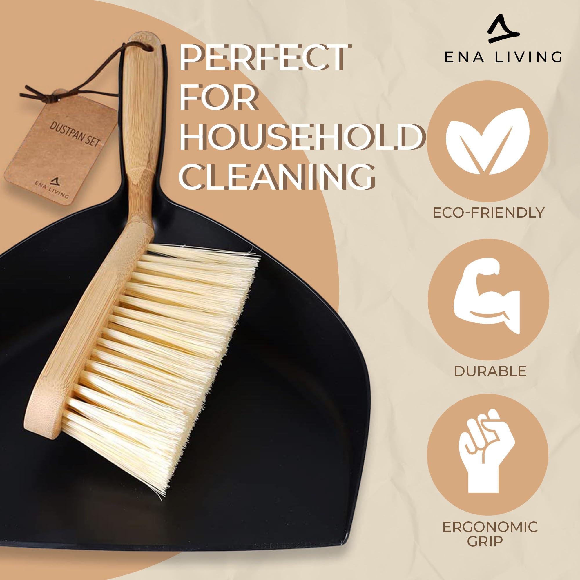 ENA Living Bamboo Dust Pan & Brush Set, Portable Dustpan & Brush, Perfect For Household Cleaning, Sturdy & Effective Dust Pan, Bamboo Sweeping Brush - Standard - Image 6