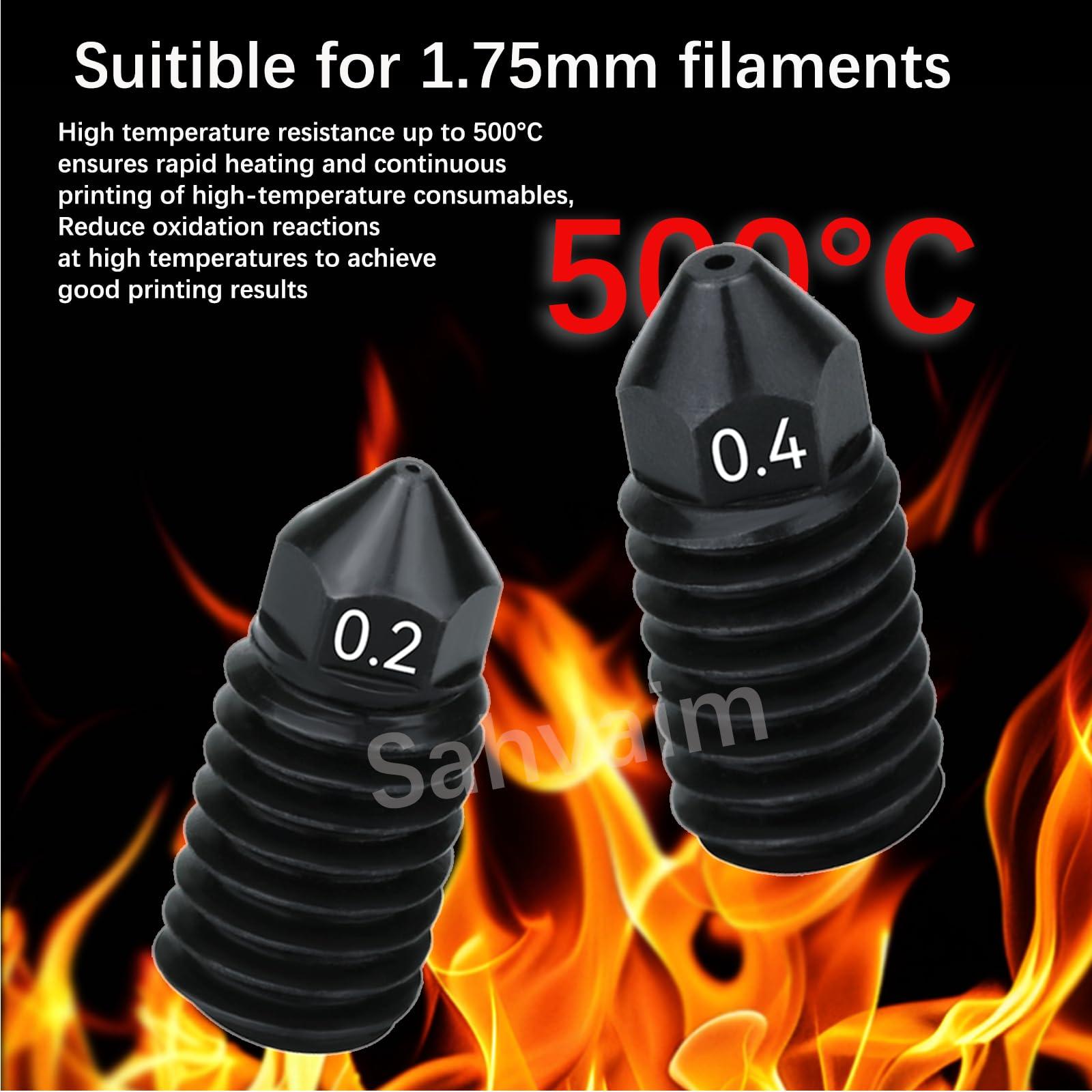 Sahvaim 2 Pack 0.4MM Hotend Kit for Bambu Lab A1 Mini/A1 3D Printer, High-Temperature Hardened Steel Nozzle Extruder Print Head Replacement with Extra 2PCS Nozzle(0.2MM,0.4MM) and Silicone Cover Sock - Image 7
