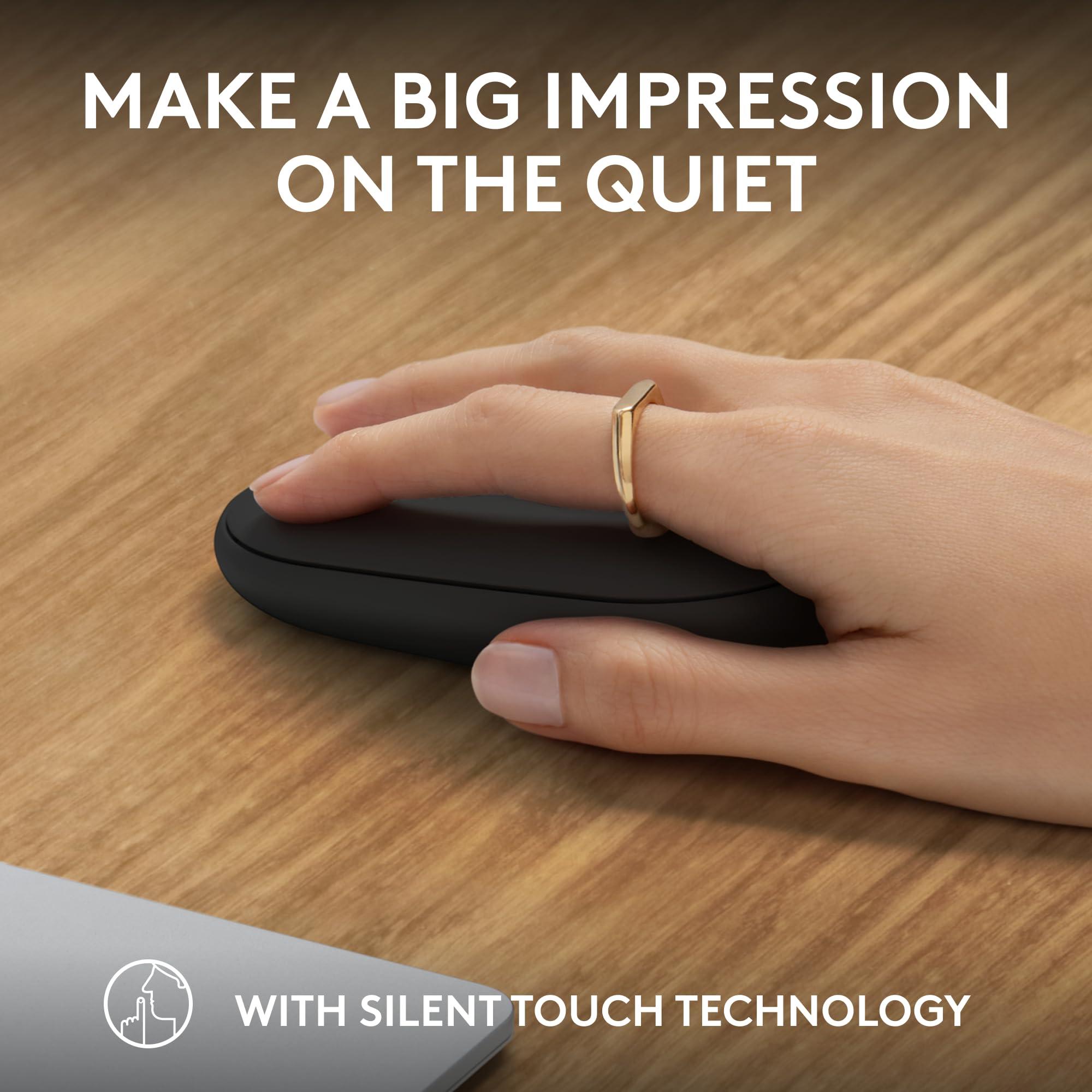 Logitech Pebble Mouse 2 M350s Slim Bluetooth Wireless Mouse, Portable, Lightweight, Customizable Button, Quiet Clicks, Easy-Switch for Windows, macOS, iPadOS, Android, Chrome OS - Black - Image 5