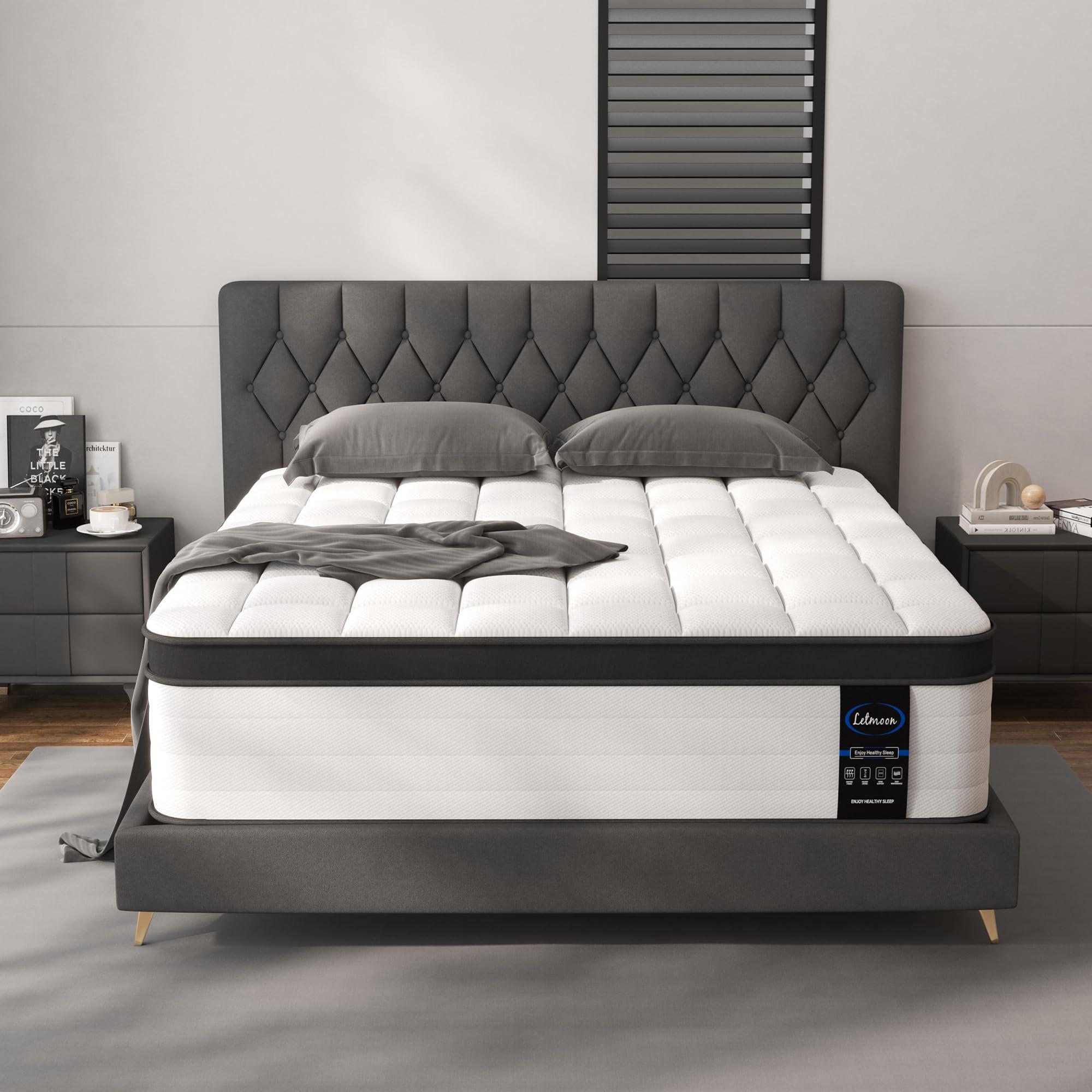 LETMOON King Mattress, 12 Inch Hybrid King Size Mattress, Medium Firm Memory Foam and Pocket Springs, 3 Coils Strong Edge Support, Pressure Relief, Bed in Box - Image 7