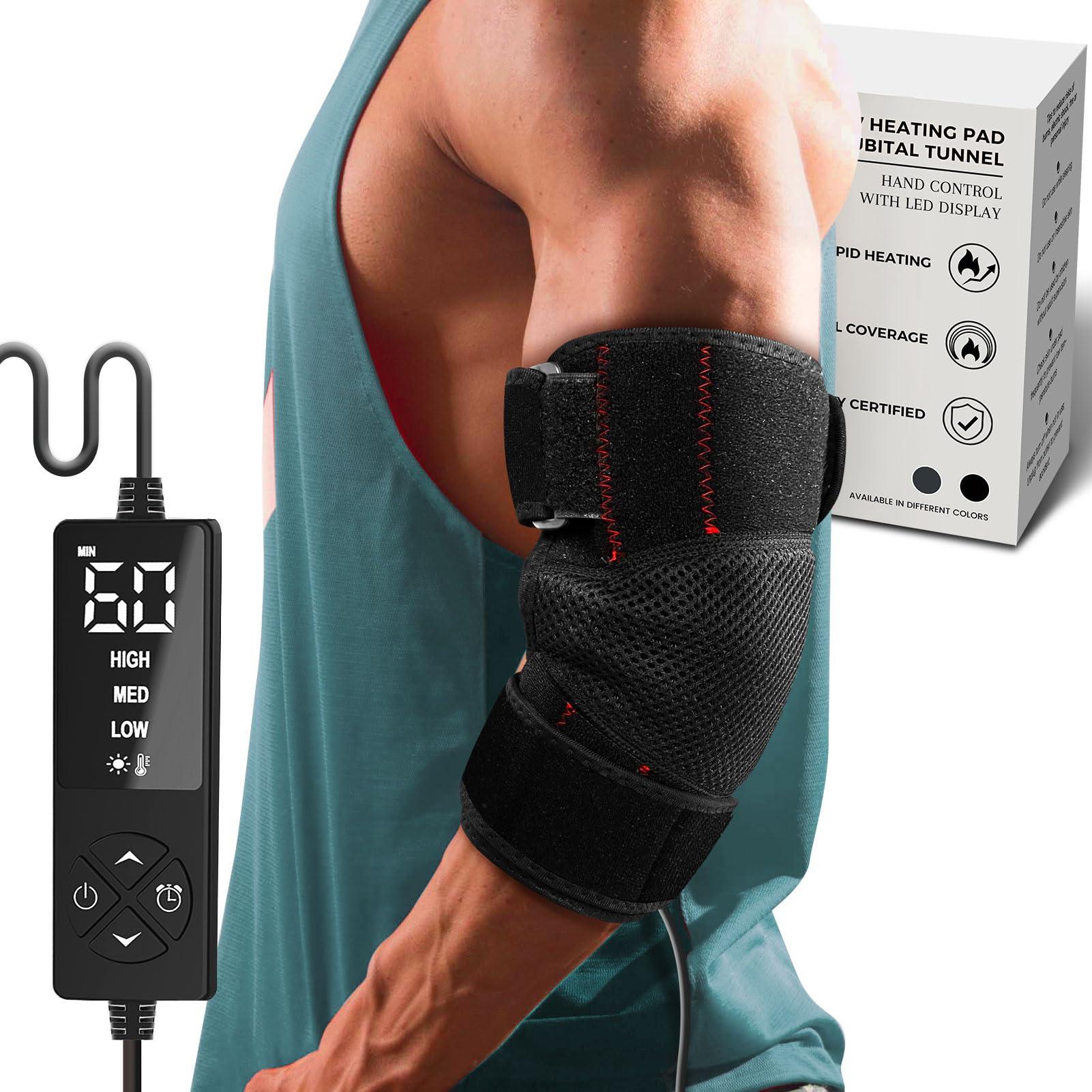 CREATRILL Elbow Heating Pad for Tendonitis and Tennis Elbow, Flexible Arm Heating Pad Sleeve，Tennis Elbow Heated Brace with Moist Heat Option