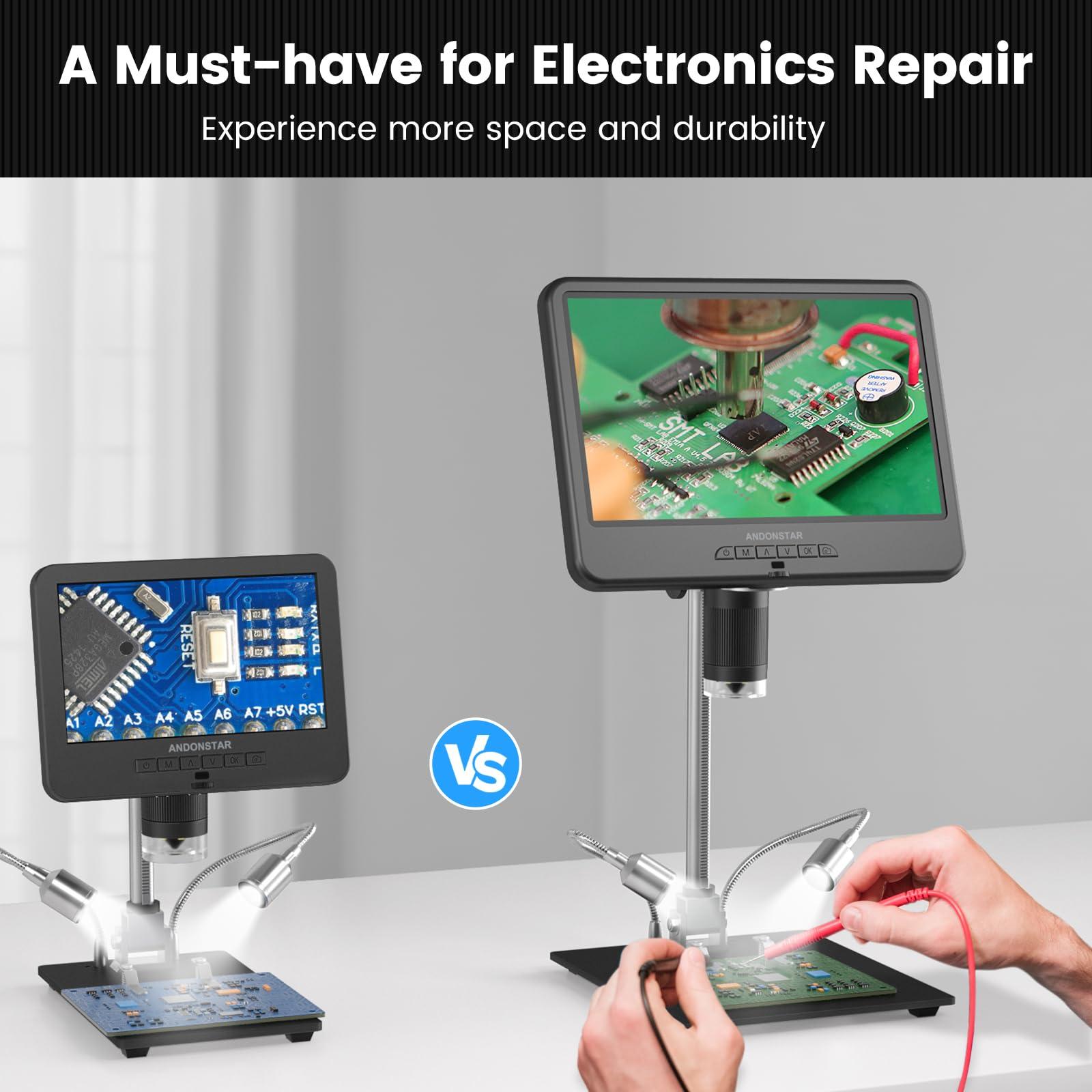 Andonstar AD210 10.1 Inch LCD Digital Microscope for Adults, Soldering Microscope for Electronics Repair, Coin Microscope Camera Full View for Error Coins with Light, Biological Slides Kit, 32G Card - Image 3