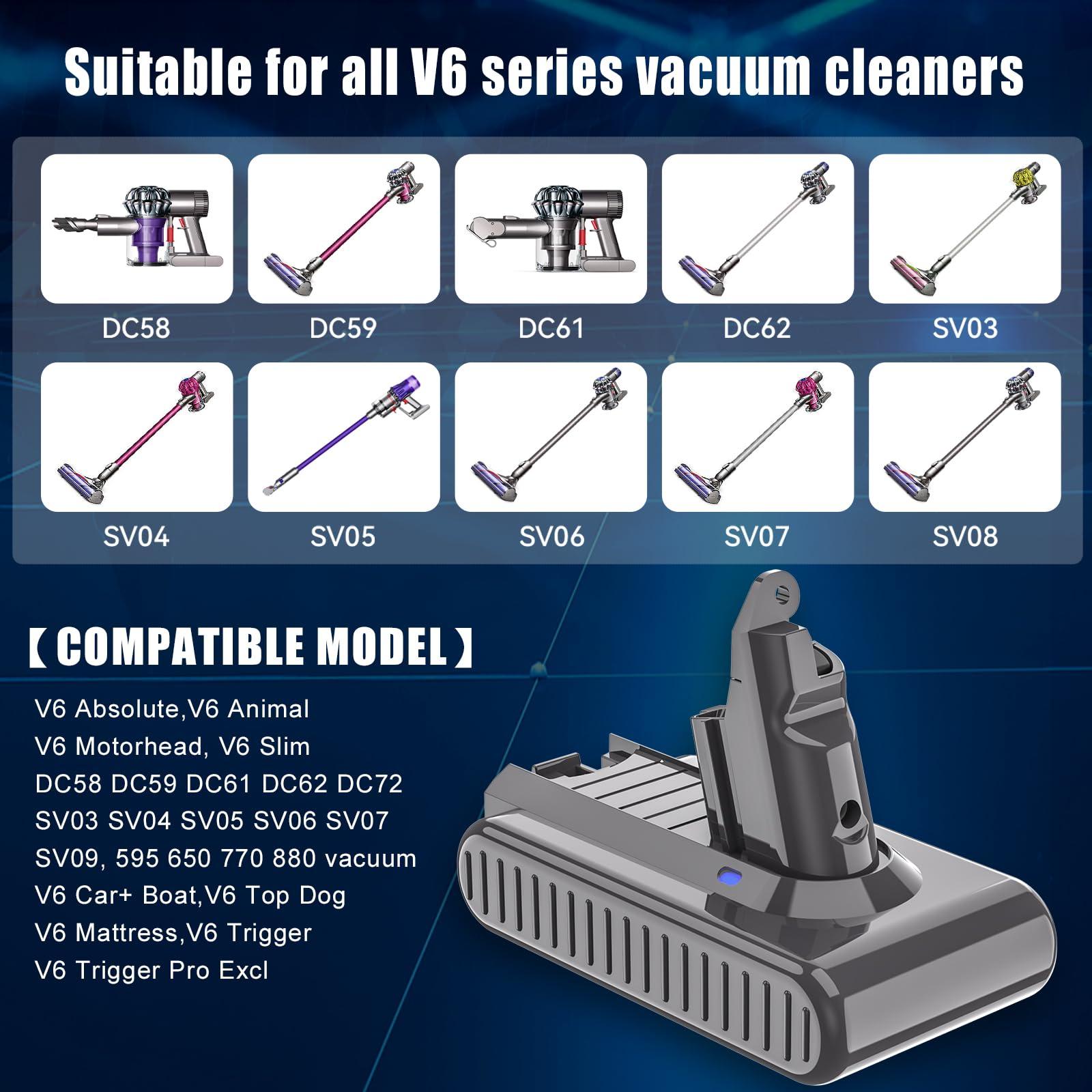 Upgraded 7.0Ah 21.6V Li-ion Replacement for Dyson V6 Battery Compatible with 967810-23 VTC4 SV03 SV04 SV05 SV06 SV07 SV09 DC58 DC59 DC61 DC62 DC72 Handheld Vacuum with 2 Filters - Image 6