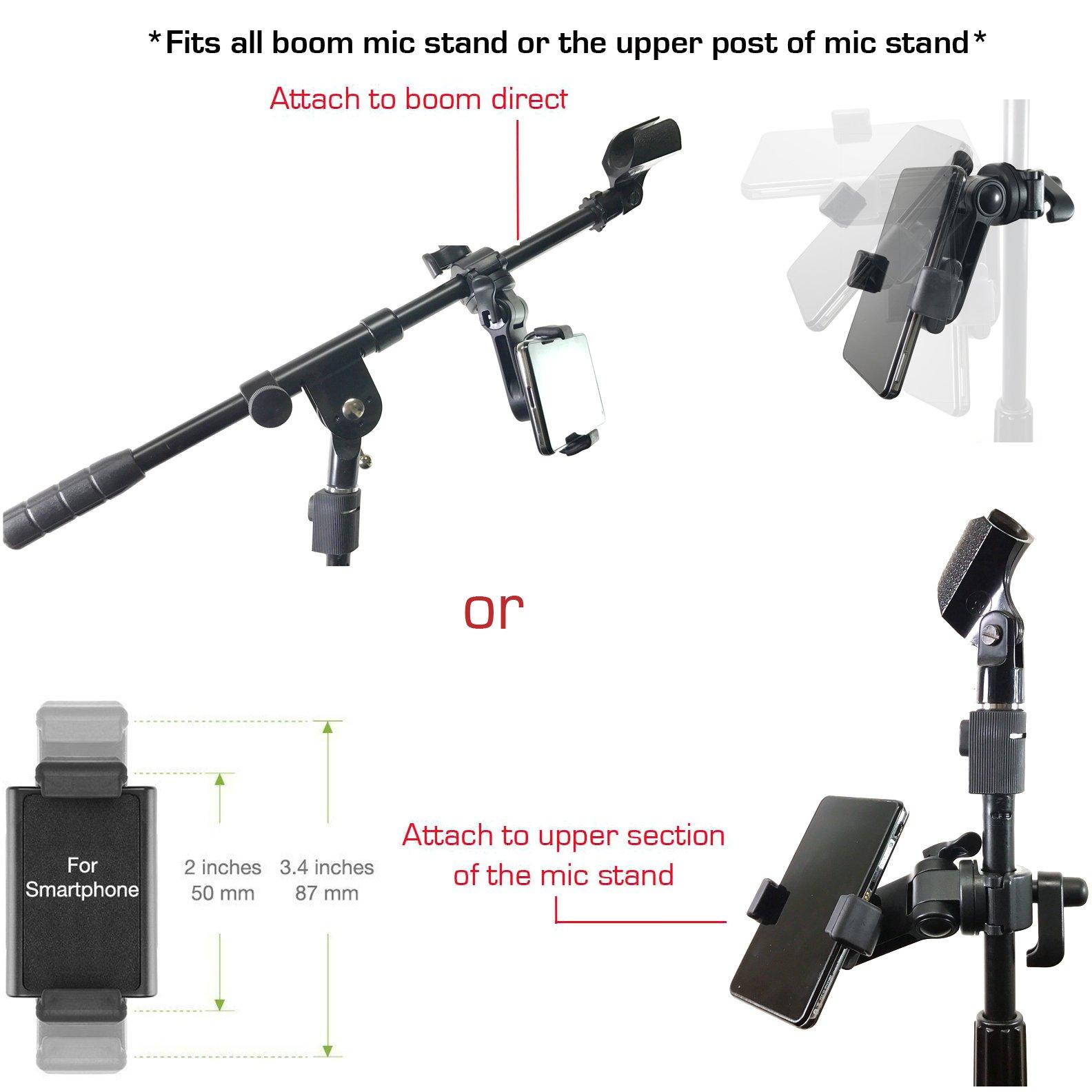 Accessory Basics Music Boom Mic Microphone Stand Smartphone Mount w/360° Swivel Adjust Holder for All Smartphones up to 3.75 inches Wide (Zoom Video Compatible) - Image 3