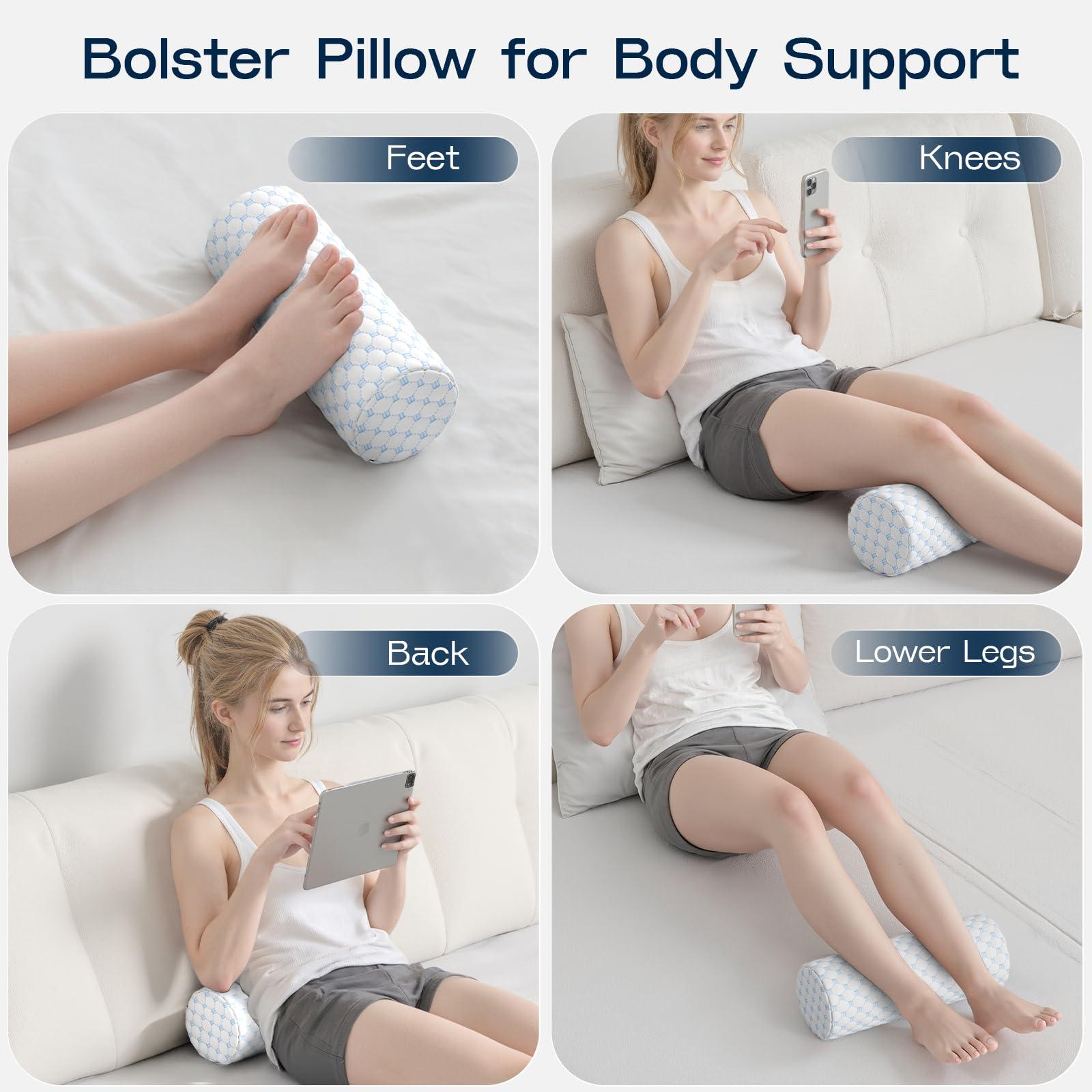 Neck Roll Cervical Pillow for Neck Pain Relief - Memory Foam Neck Pillow for Bed | Round Neck Pillows for Sleeping, 16 * 6.3 * 6.3inch (Cool-Blue) - Image 4