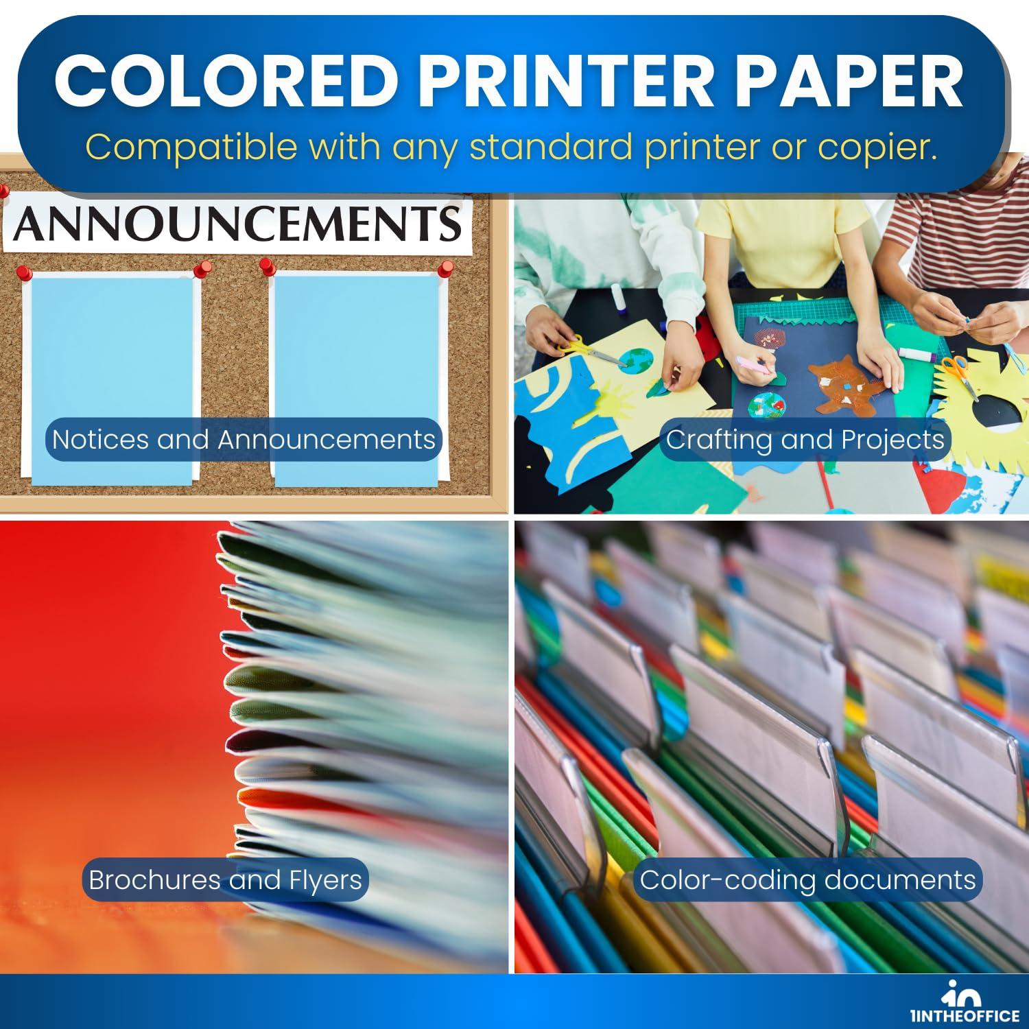 1InTheOffice Blue Copy Paper, Printer Paper, Colored Copy, 20 lbs., 8.5" x 11", 500 Pack - Image 5