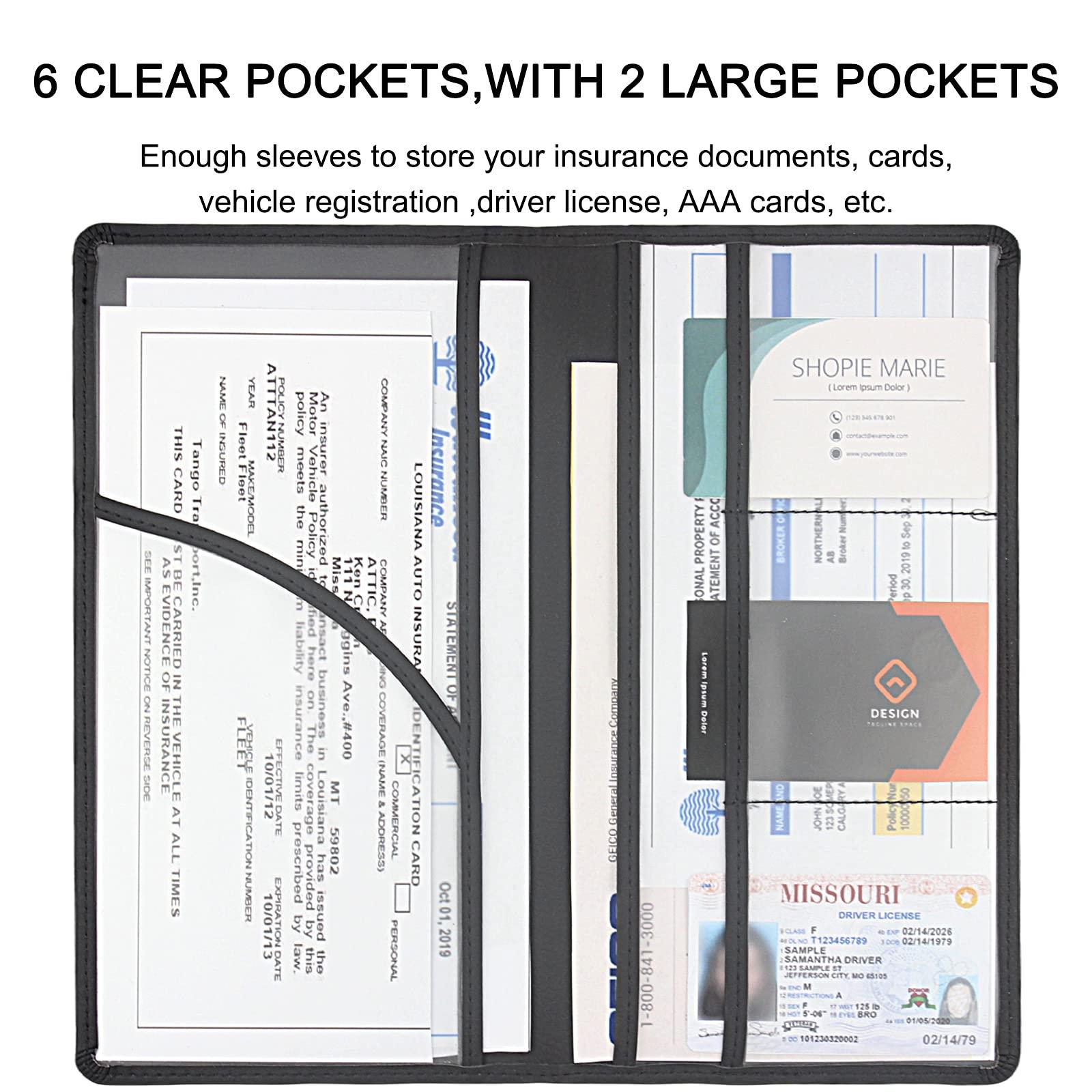LumiMokki Premium Car Registration & Insurance Card Holder with Magnetic Shut, Vehicle Glove Box Car Organizer - For Documents, Cards, License (Black) - Image 4