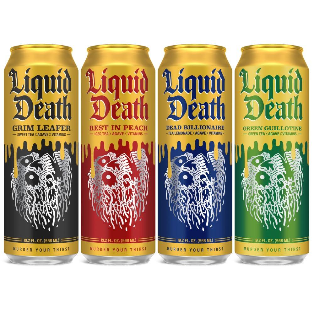 Liquid Death Iced Tea Variety 12-Pack (19.2 Oz Cans) (Grim Leafer, rest in Peach, Dead Billionaire, Green Guillotine) - Image 2