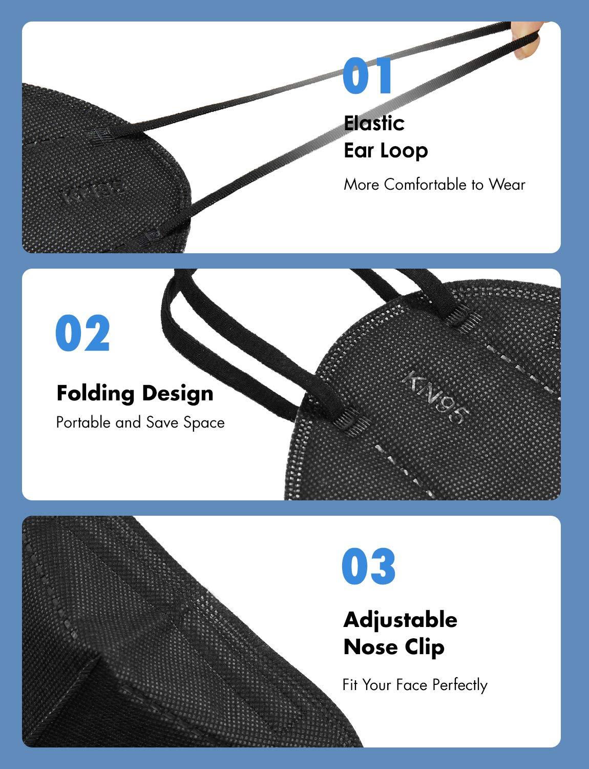 HUHETA 50 PCs KN95 Face Mask, 5-Layer Face Mask Filter Efficiency≥95% - Image 3