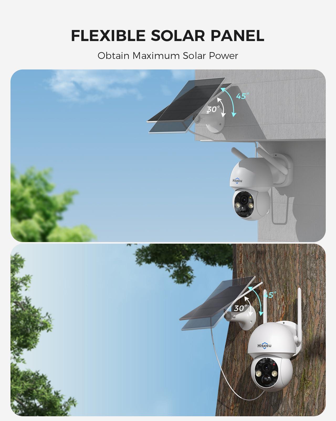Hiseeu Solar Camera Wireless Outdoor, Home Security Camera System, 2.4G & 5G WiFi, Solar-Powered 4MP 4 Cam-Kit, Color Night Vision, 360° View, Pan & Tilt, 1TB HDD Local Recording, No Subscription - Image 7