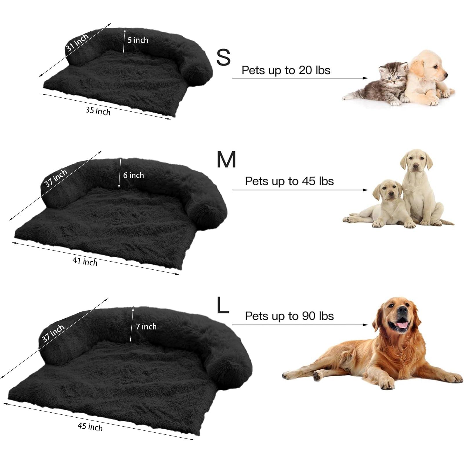 GGIB Calming Dog Bed Fluffy Plush Dog Mat for Furniture Protector with Removable Washable Cover for Large Medium Small Dogs and Cats (Large, Black) - Image 3