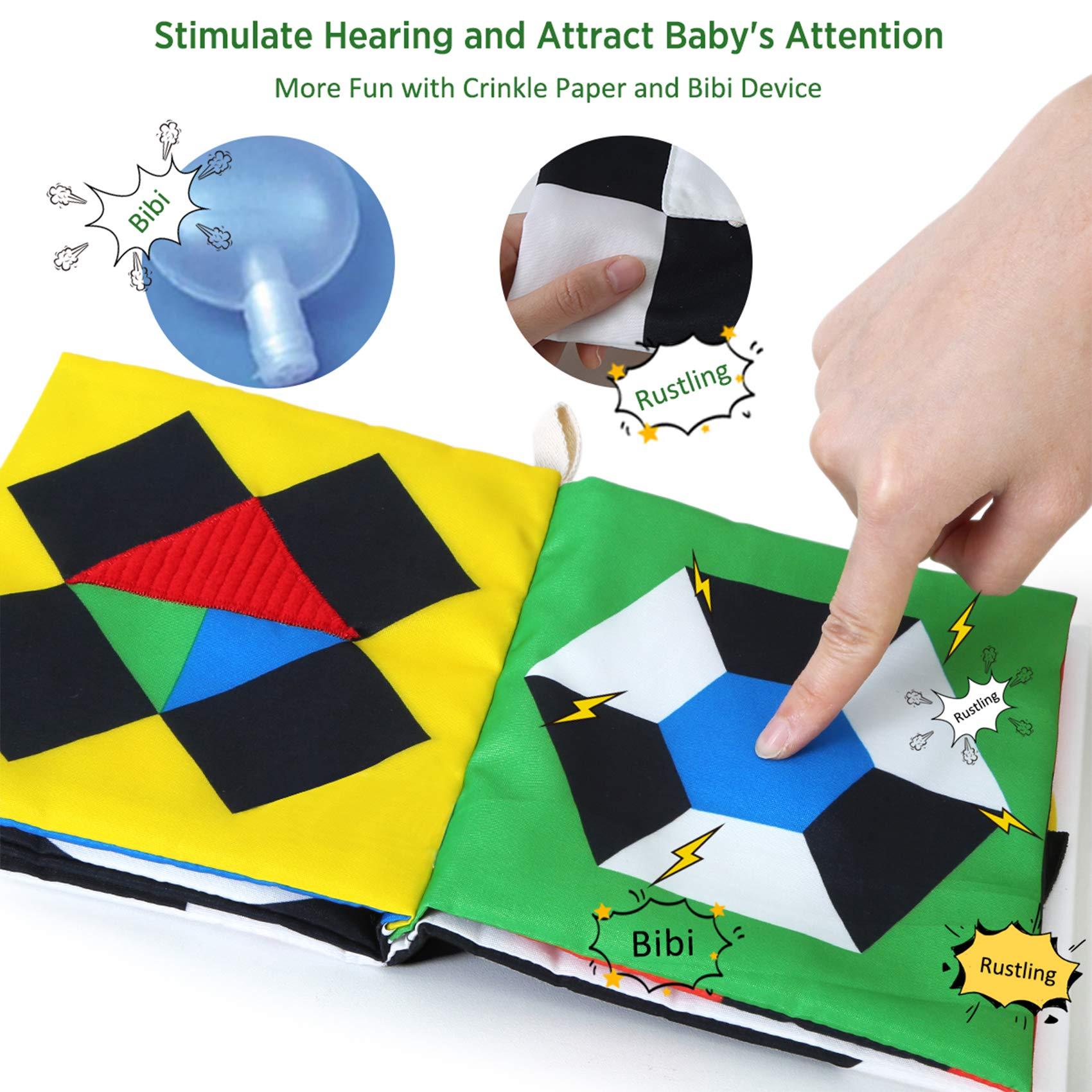 beiens High Contrast Black and White Baby Book - Touch and Feel Crinkle Sensory Toy - Visual Stimulation Interactive Montessori Toys for 0-12 Months Infant Newborn - Baby Gift for Boys Girls - Image 6