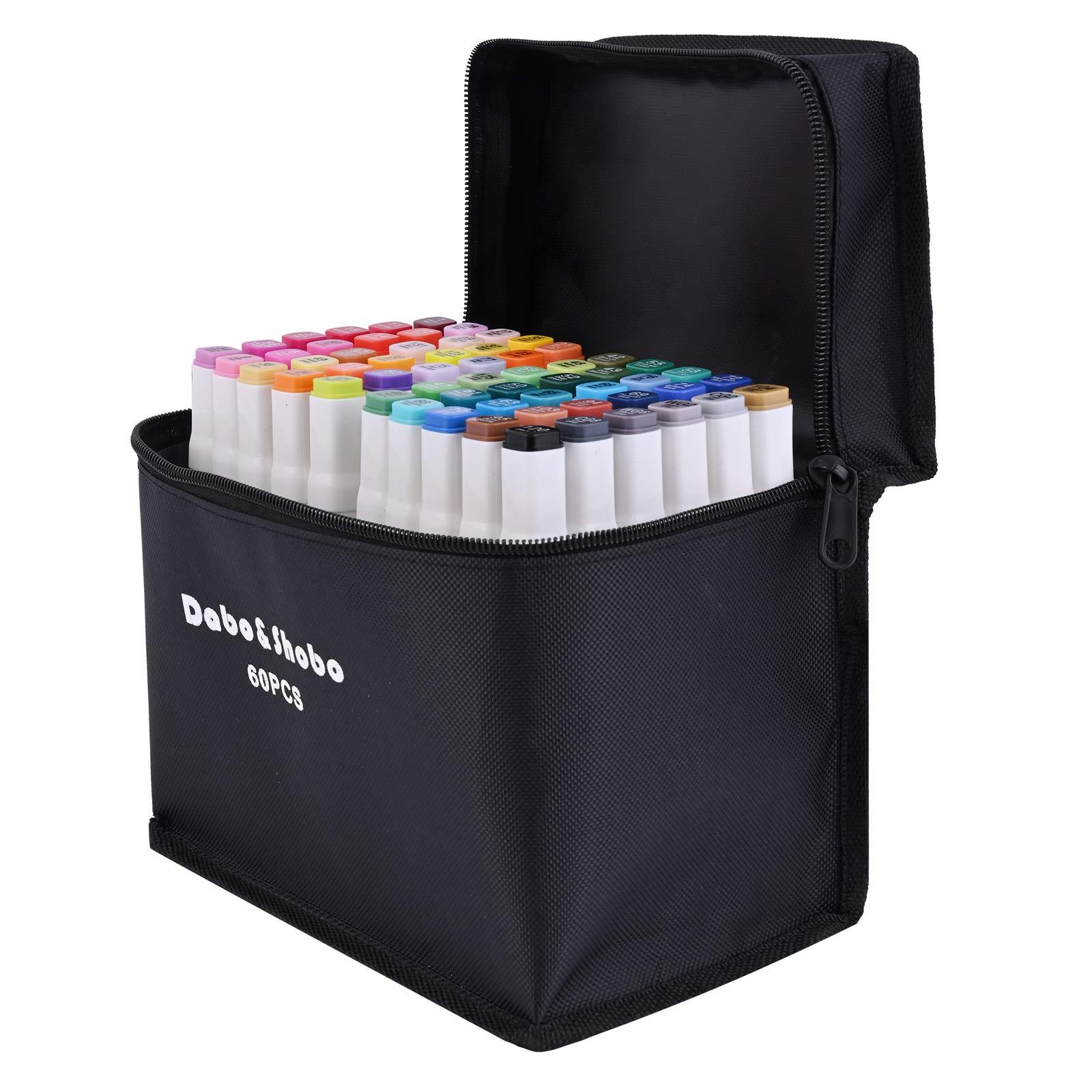 Dabo&Shobo 60 Colors Alcohol Markers, drawing markers, Dual Tip Art Markers, Fine & Chisel Coloring Marker for Kids Sketching Adult Coloring - Image 1