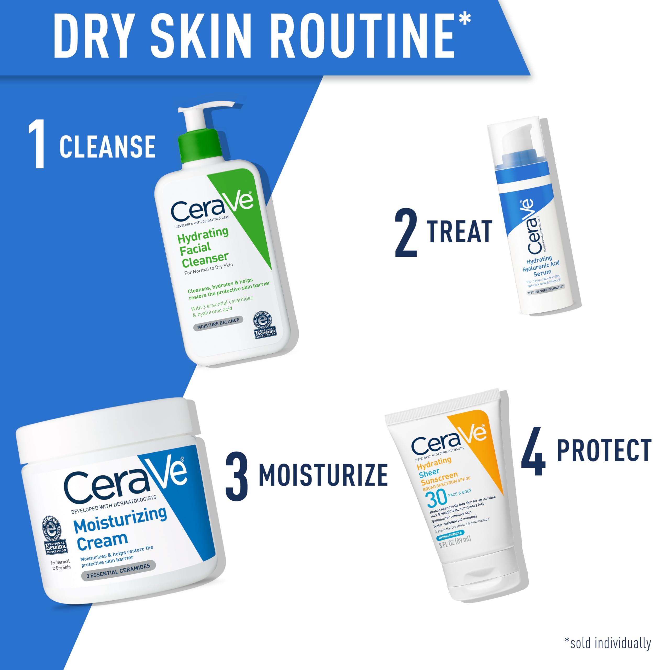 CeraVe Moisturizing Cream, Body and Face Moisturizer for Dry Skin, Body Cream with Hyaluronic Acid and Ceramides, Daily Moisturizer, Oil-Free, Fragrance Free, Non-Comedogenic, 19 Ounce - Image 6