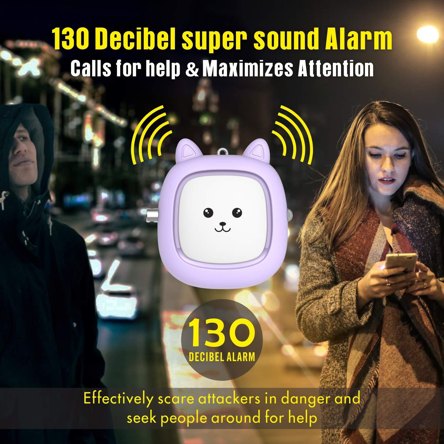 Safe Sound Personal Alarm,3 Pack 130 dB Loud Siren Song Emergency Security Alarm Keychain with LED Light, Personal Sound Safety Siren for Women, Men, Children, Elderly (Black/Purple/Green) - Image 2