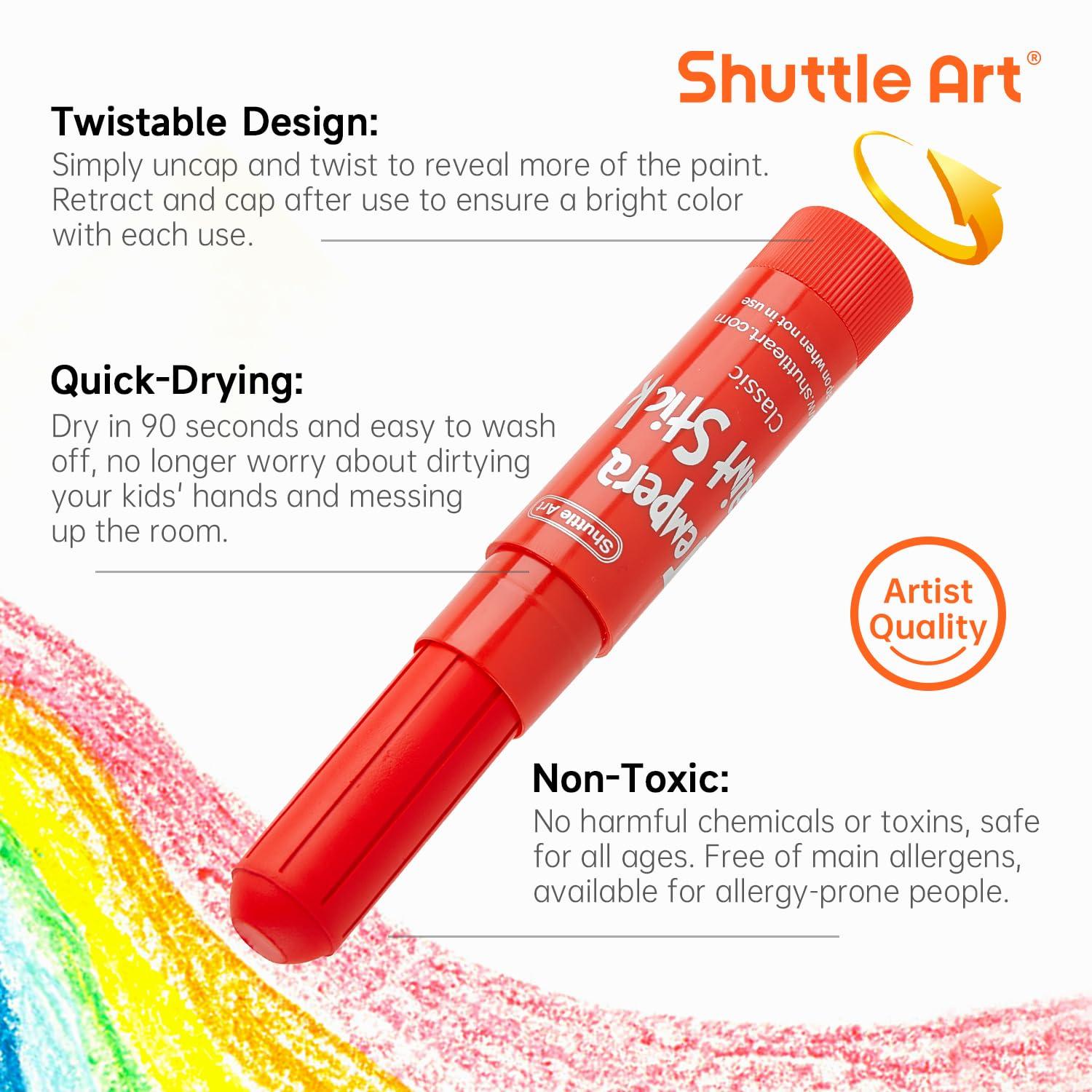 Shuttle Art Tempera Paint Sticks, 32 Colors Solid Tempera Paint for Kids, Super Quick Drying, No-Toxic, Works Great on Paper Wood Glass Ceramic Canvas - Image 5