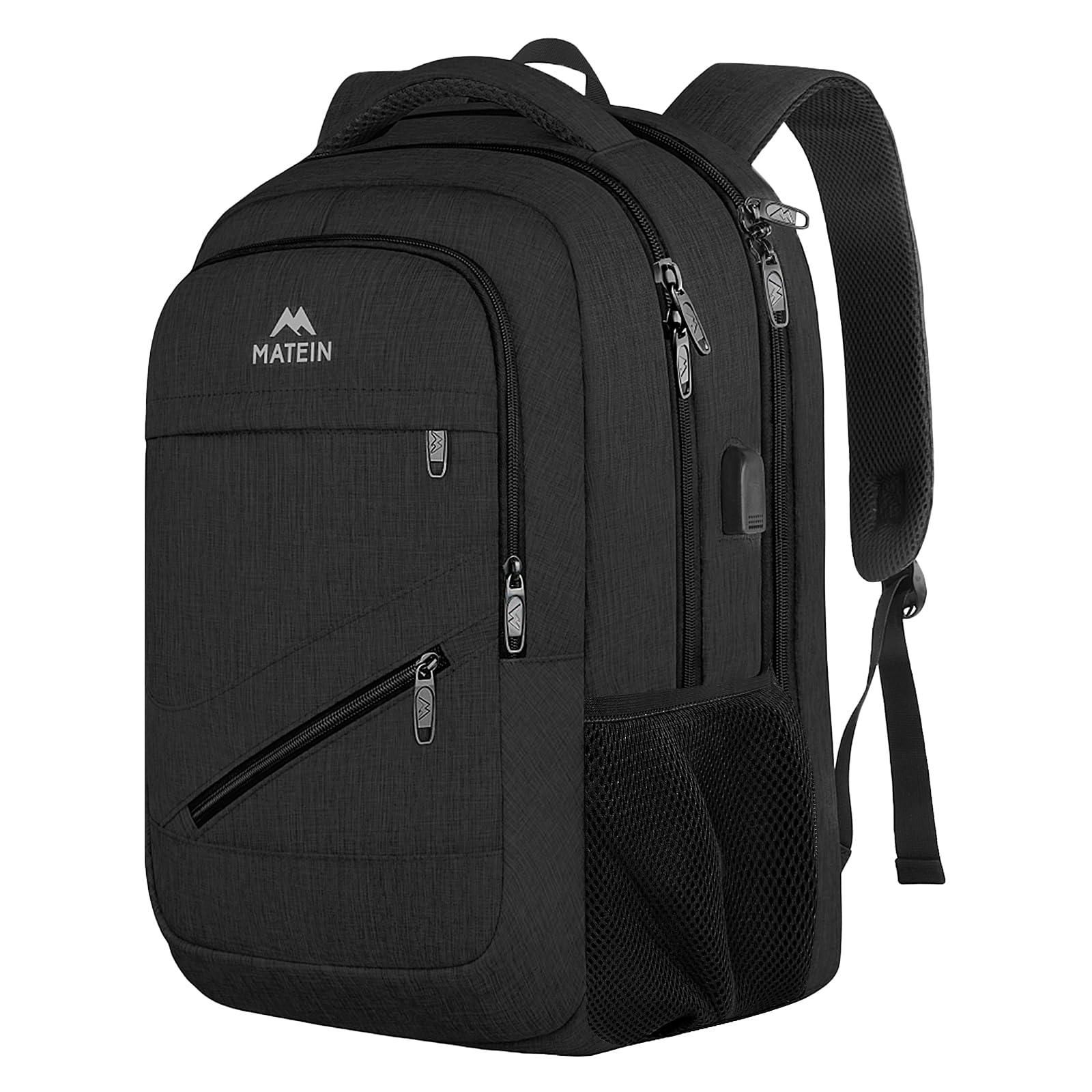 MATEIN School Laptop Backpack, Large TSA Friendly College Computer Bookbag with Laptop Compartment Fits 17 Inch Notebook, Water Resistant Work Travel Backpack, Graduation Gifts for Men Women
