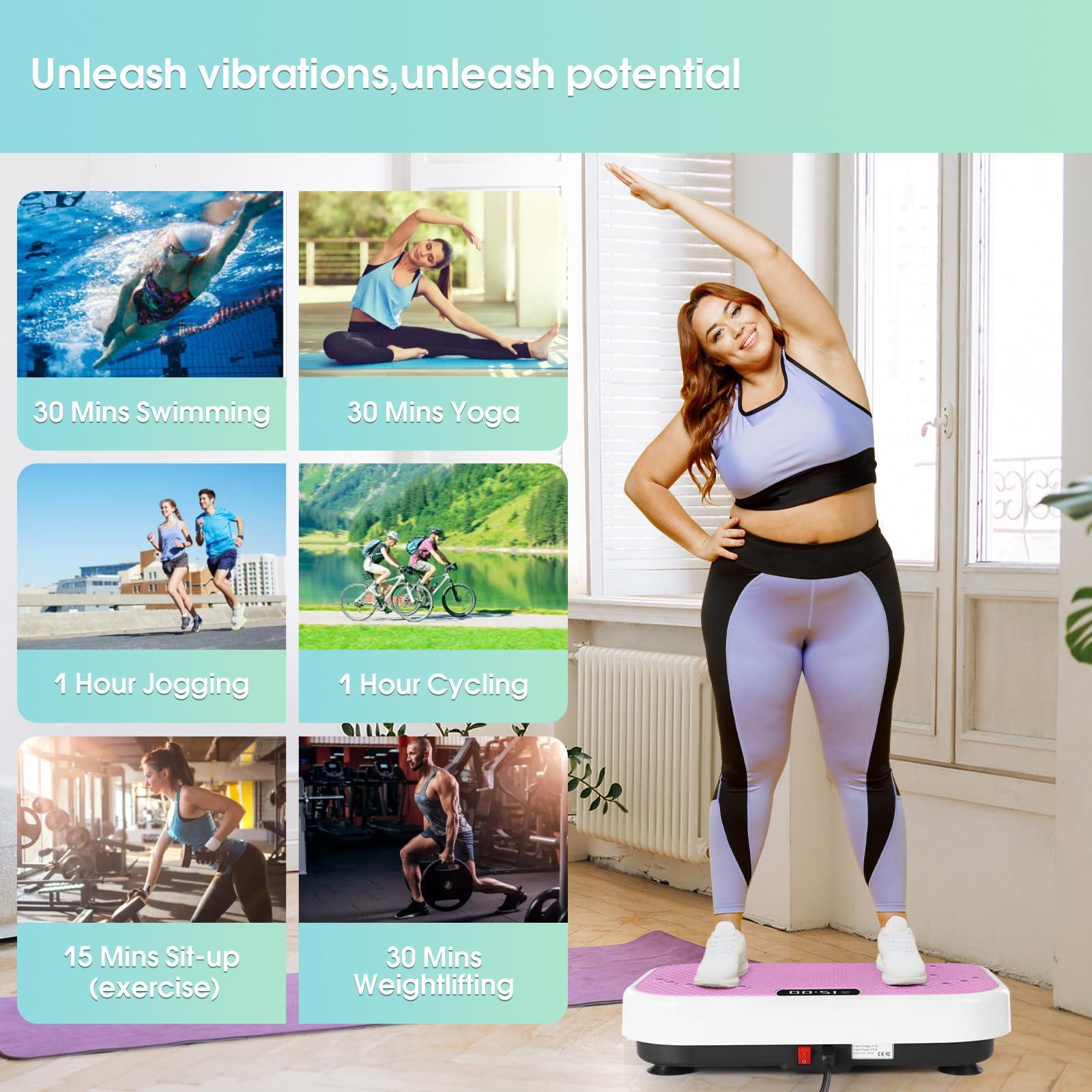 Vibration Plate Exercise Machine for Lymphatic Drainage,Softgym Power Vibrate Stand Shake Board 400 Lbs Capacity Whole Body Workout Waver with Fitness Resistance Bands Weight Loss Gifts for Women Men - Image 2