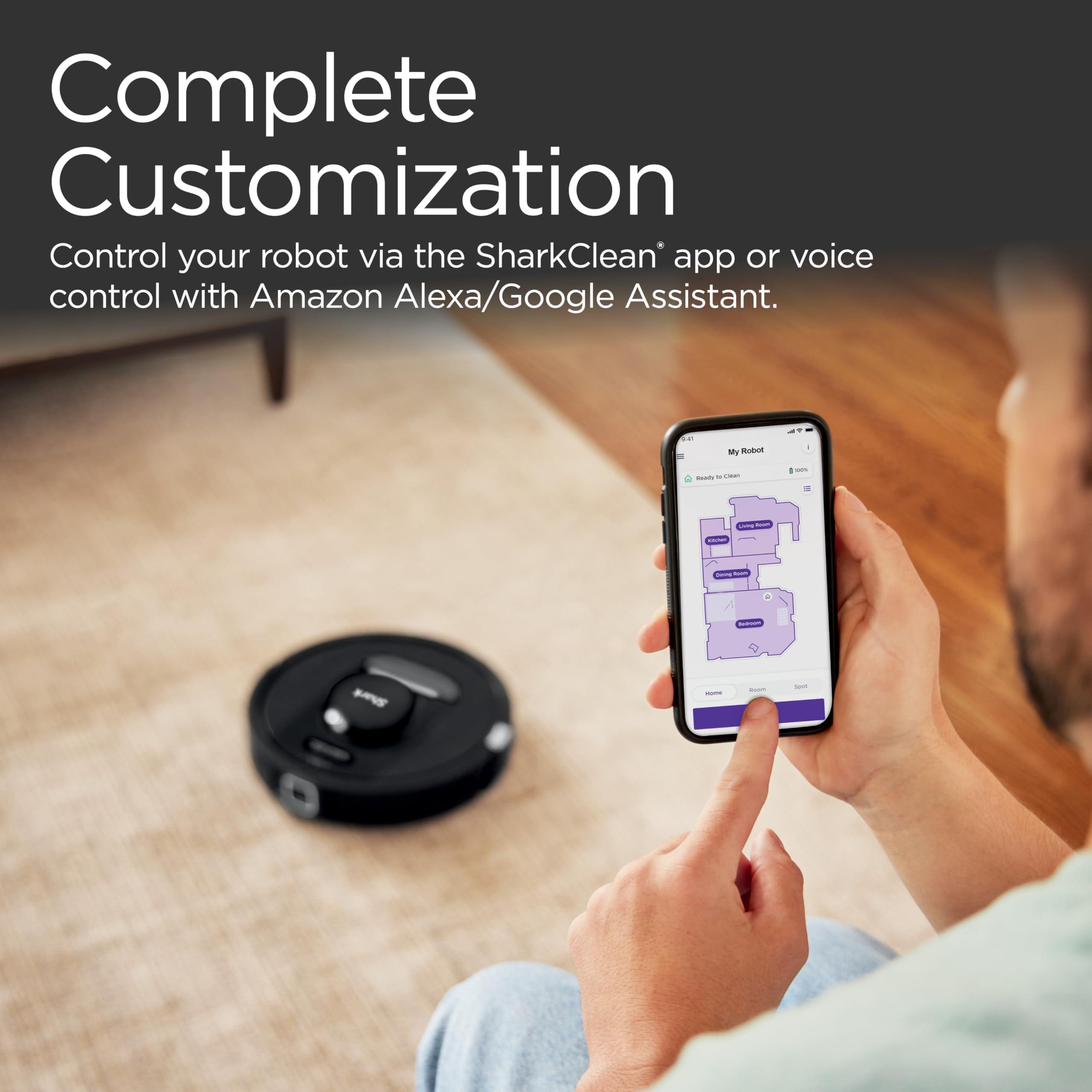 Shark PowerDetect Self-Empty Robot Vacuum with NeverStuck Technology, Auto Deep-Clean Carpets & Hardfloors, 30 Day Capacity HEPA Bagless Base, for Pet Hair, WiFi Black, AV2820S - Image 12