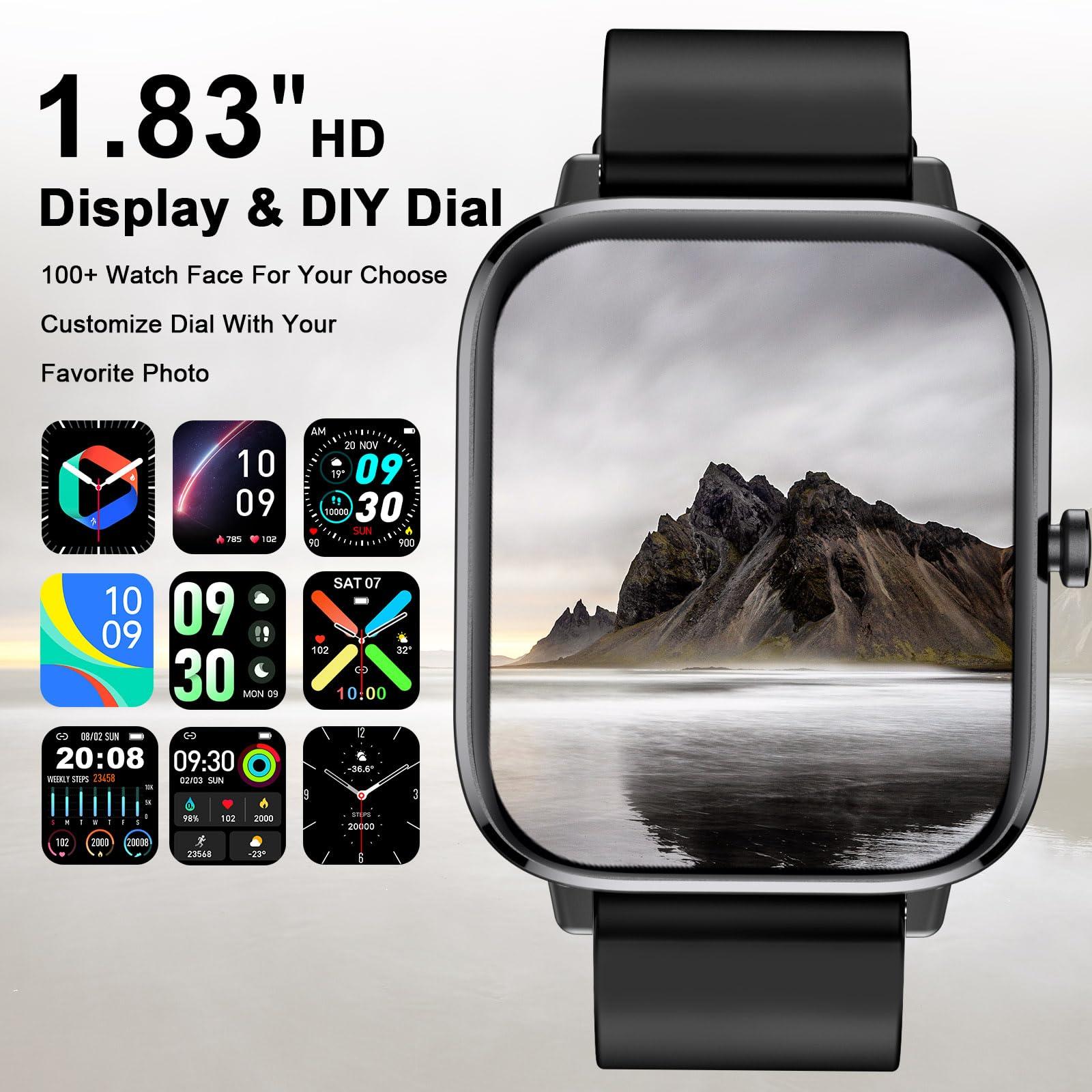 Smart Watch for Men Women Fitness Tracker Watch for iPhone Samsung Android Phone Compatible, SmartWatch with Pedometer, Heart Rate/Sleep Monitor, Blood Oxygen, IP68 Waterproof (Black) - Image 5