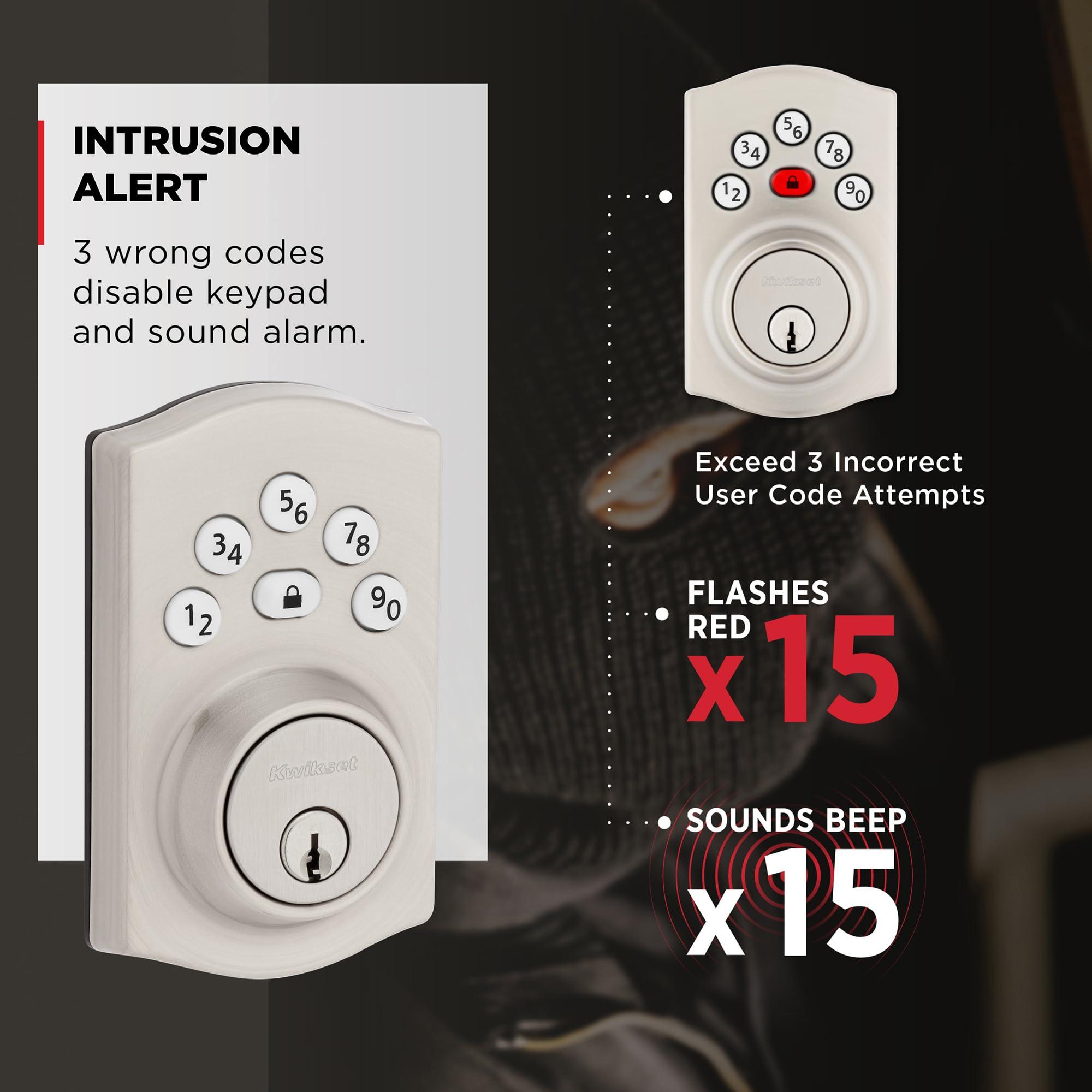Kwikset Powerbolt 240 5-Button Keypad Satin Nickel Traditional Electronic Deadbolt Door Lock, Featuring Convenient keyless Entry, Customizable User Codes and auto Locking - Image 7
