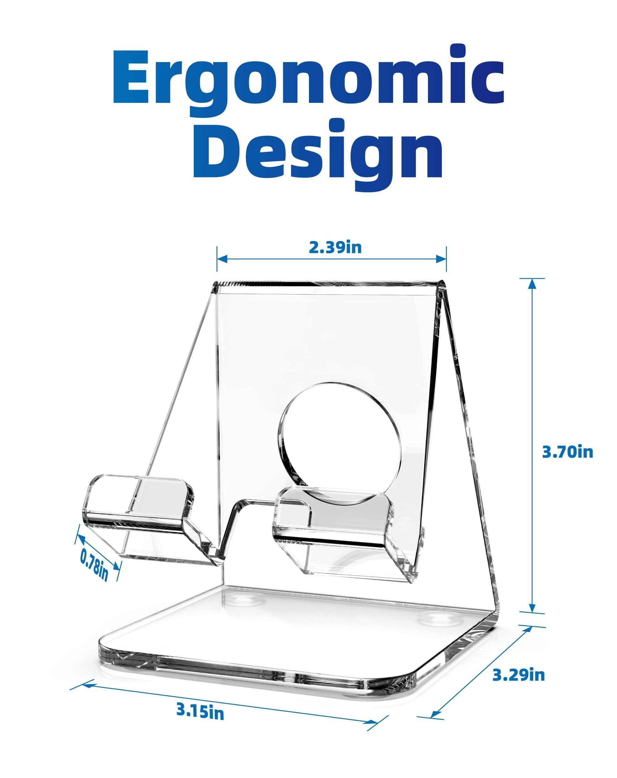 TOPGO Acrylic Cell Phone Stand, Clear Phone Holder for Office Desk, Vanity, Kitchen, Bedside Table, Compatible with iPhone/Smartphones/iPad/Switch/Kindle, Office Desk Accessories - Image 7