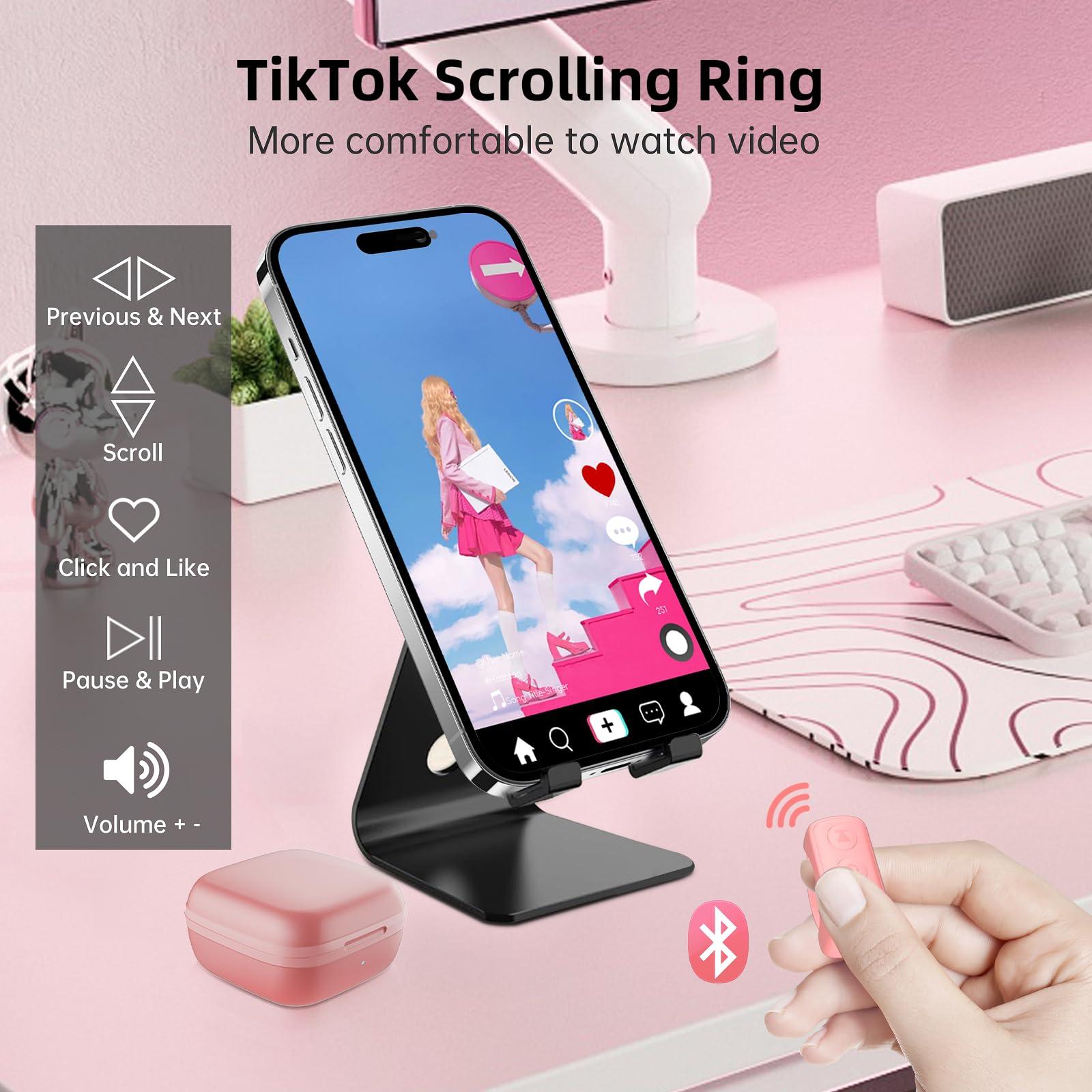 GUVOHUT TikTok Remote Control for TikTok, TikTok Scrolling Ring, Bluetooth Page Turner for iPad/Kindle App/iPhone/Android (Pink) - Image 3