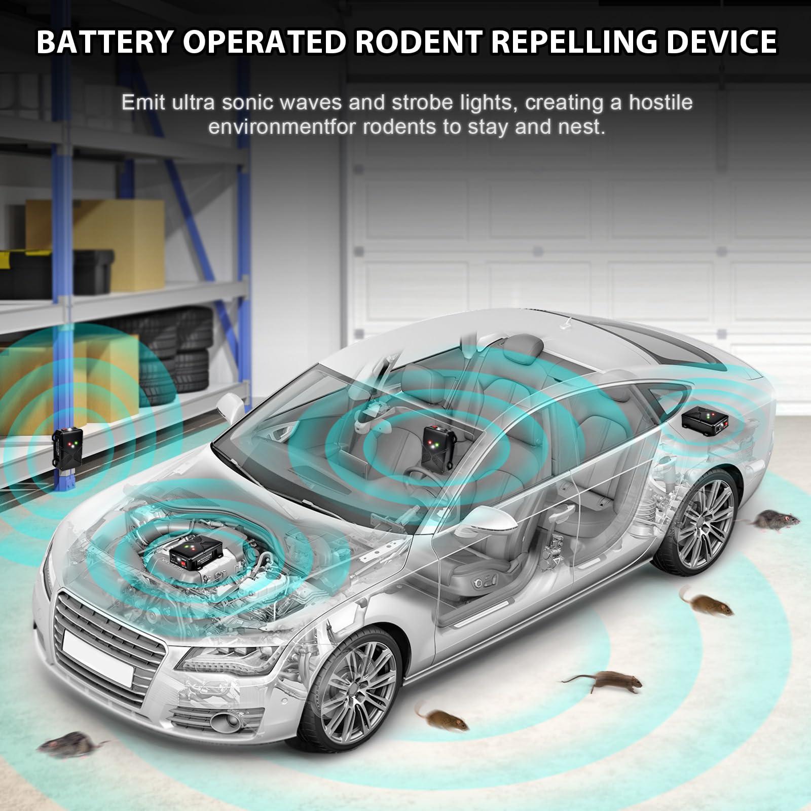 Rodent Repellent for Cars Battery Operated Ultrasonic Mice and Rat Deterrent with LED Flashlights, Wireless Under Hood Animal Repeller Pest Control Device for RV, Truck, and Vehicle Engine Protection - Image 5
