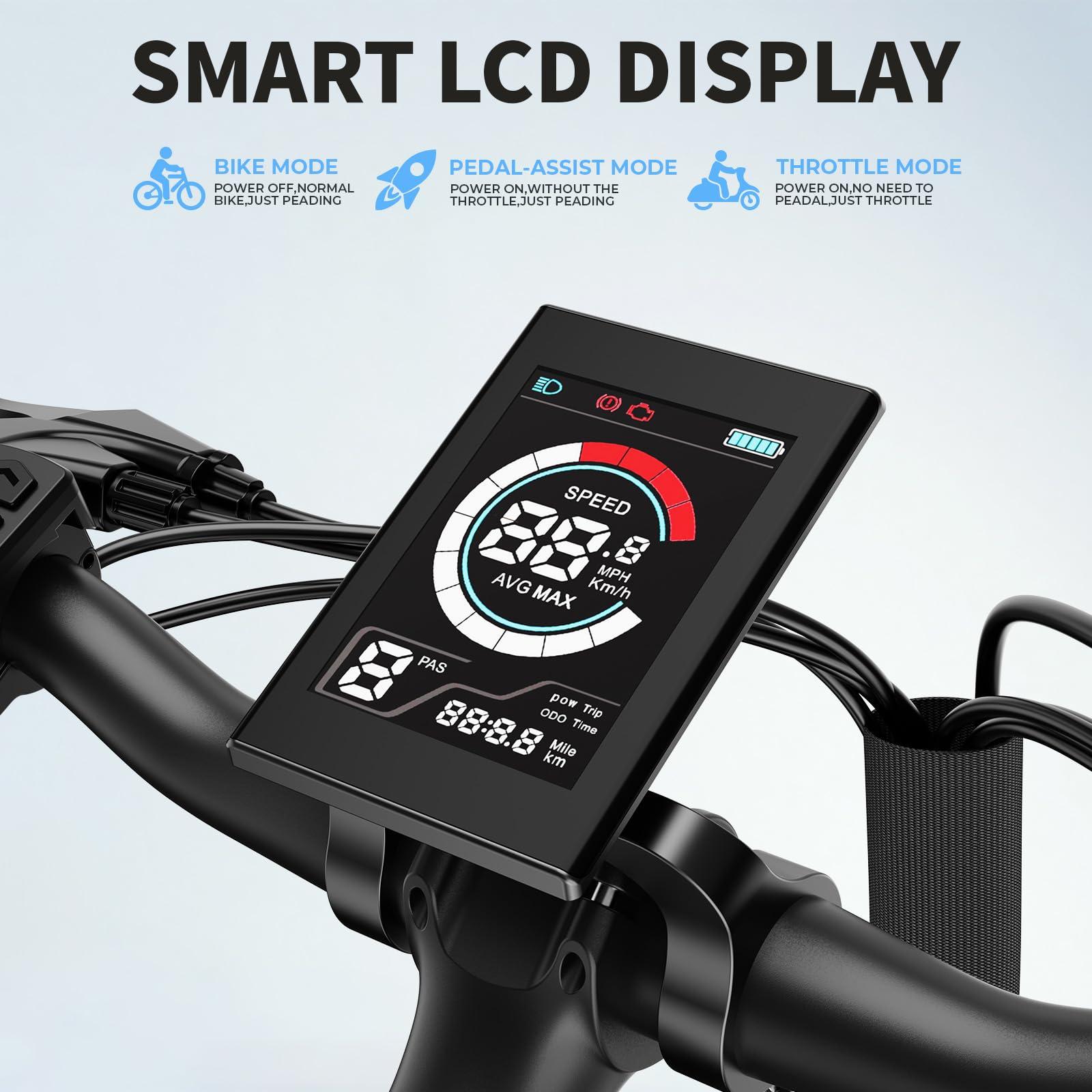 Jasion Roamer Electric Bike for Adults 1200W Peak Motor 528WH Removable Battery,up to 60miles 28MPH City Cruiser Ebike,26'' Commuter E Bike, 7-Speed Gears and Front Suspension Bicycles - Image 4