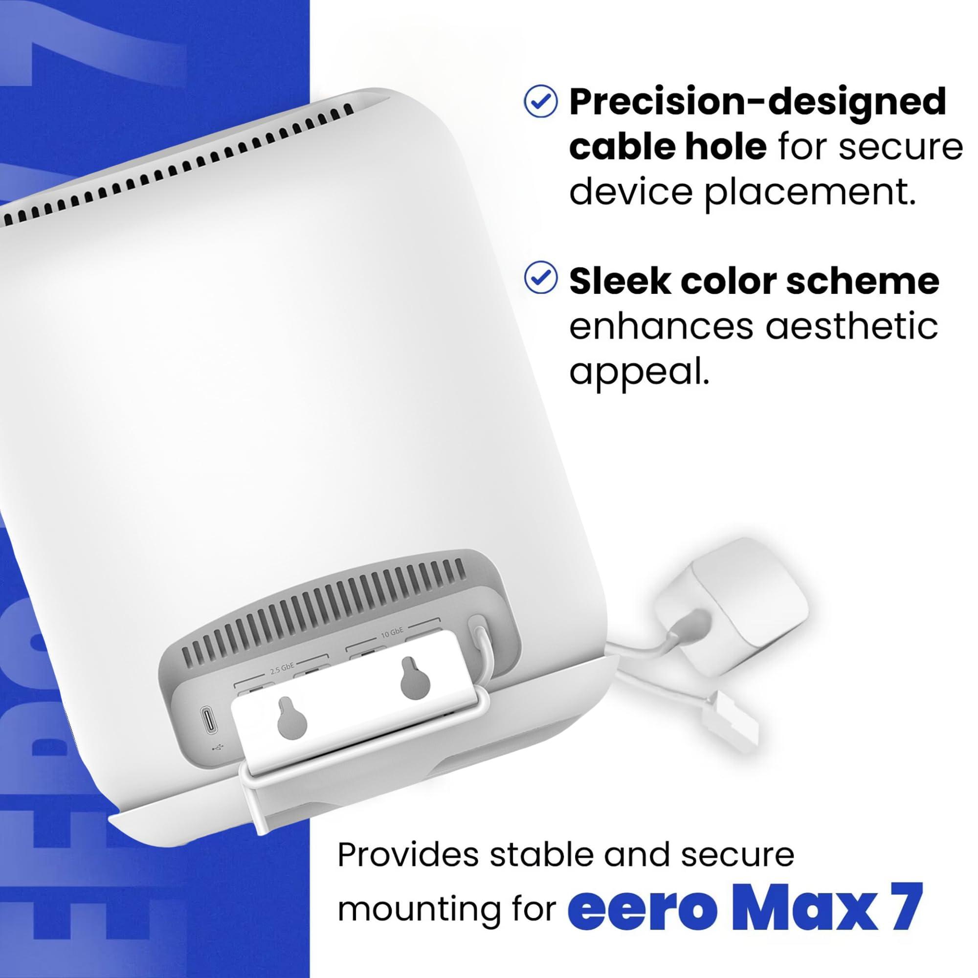SONGCHEER Wall Bracket for Eero Max 7 Aluminum Alloy Max 7 Wall Mount Sturdy and Durable Space Saving Wall Mount Holder Compatible with Max 7 Mesh WiFi Router (White-3Pack) - Image 5